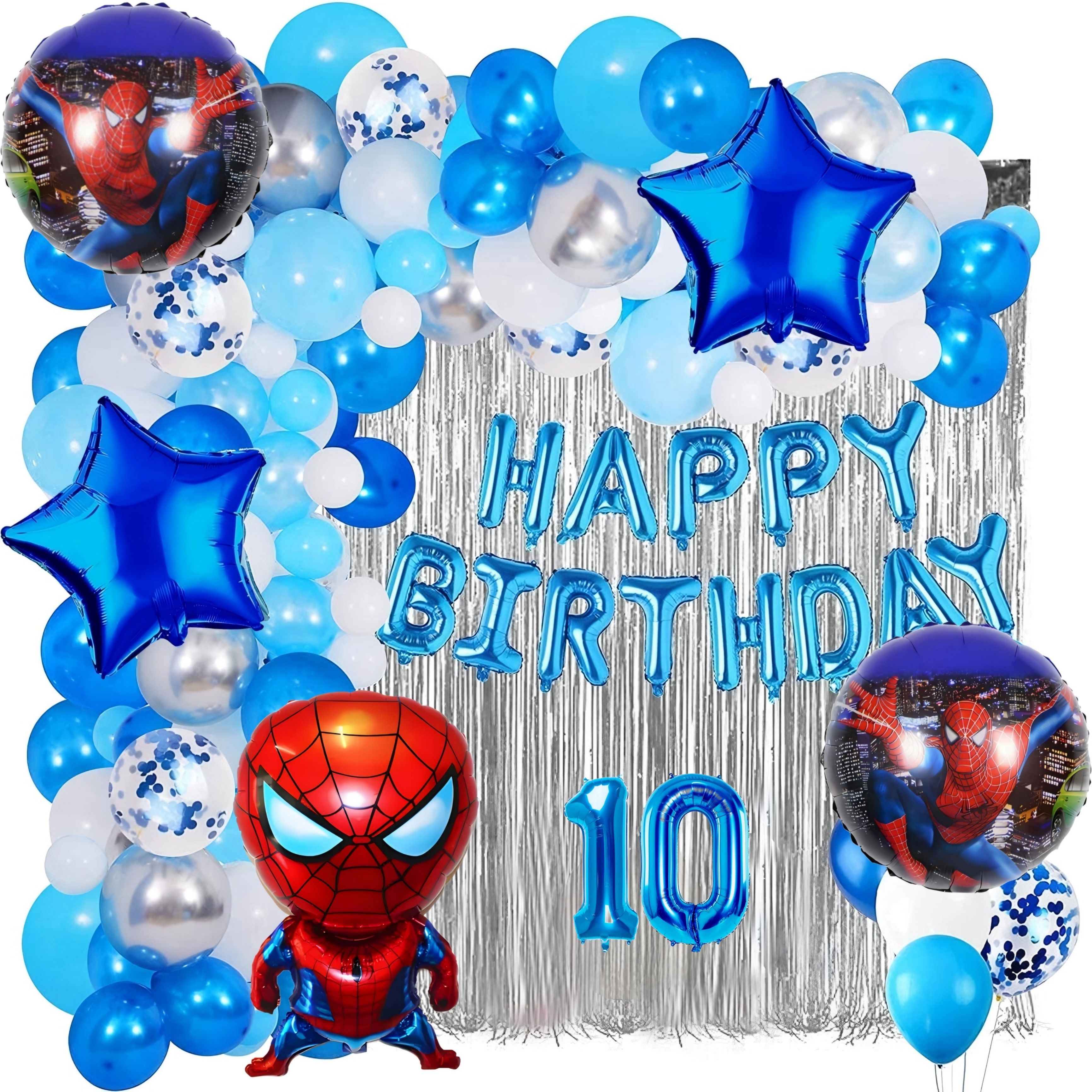 Spiderman 10th Birthday Decor - Blue & Silver Party Combo Kit 54 pcs-image-46