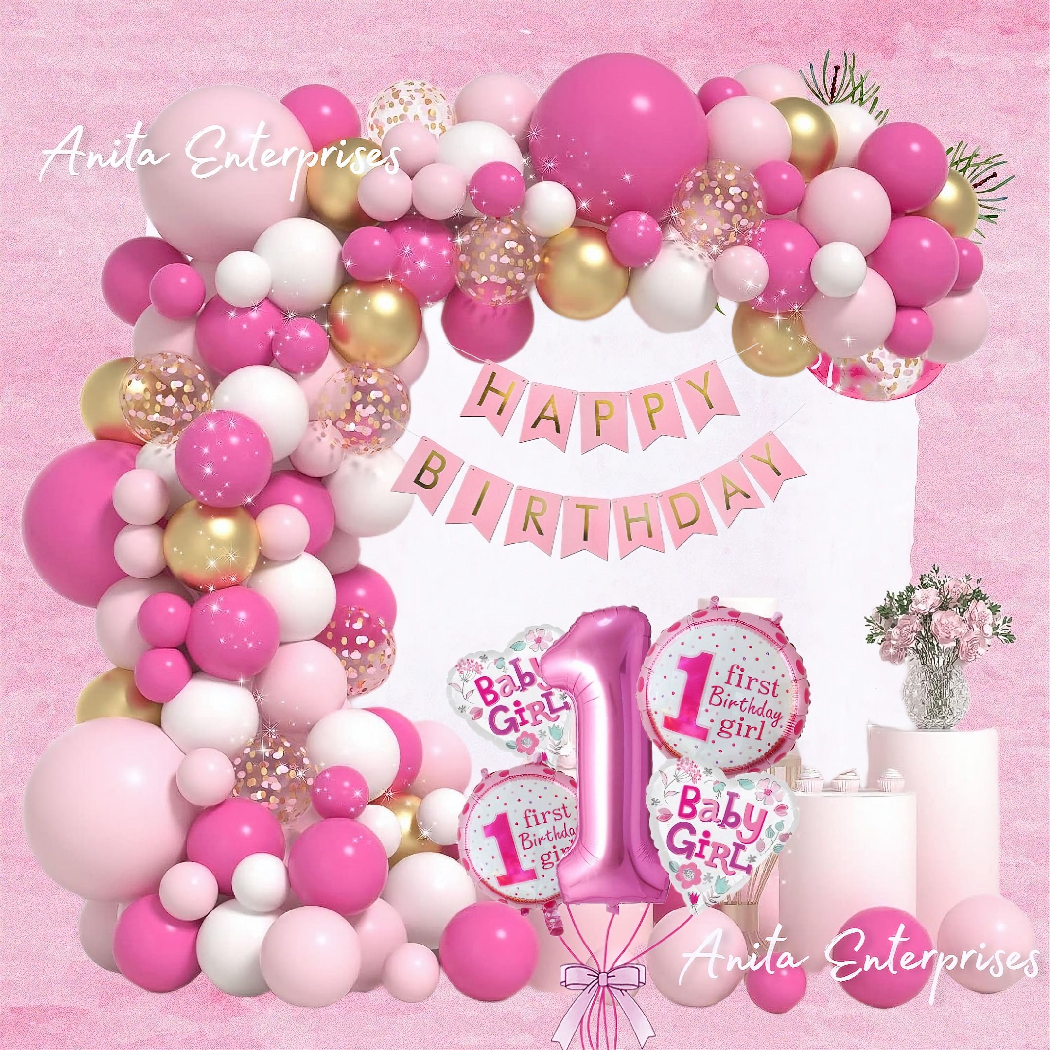 Cute 1st Birthday Decoration Items - For Girls