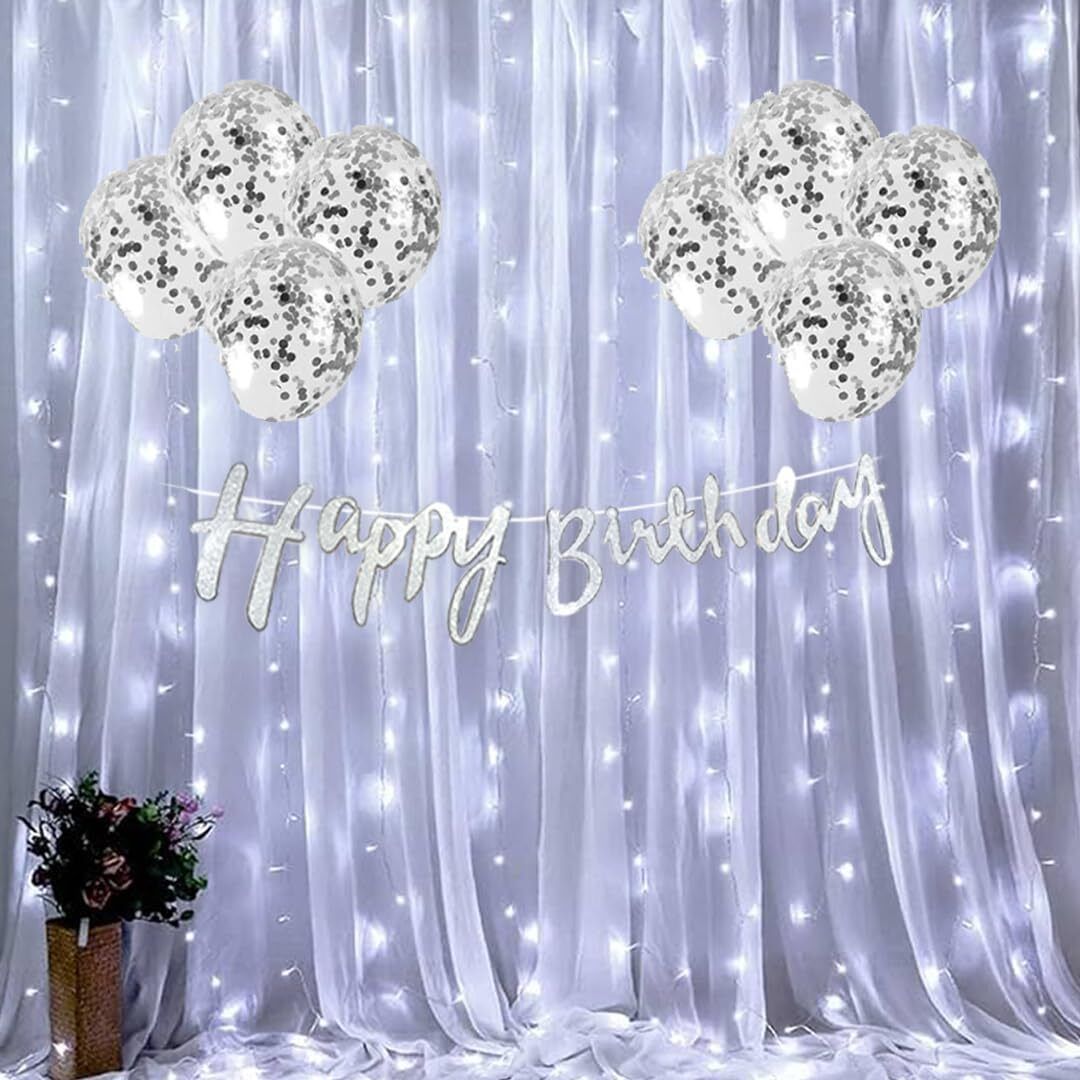 party midlinkerz Birthday Decoration set, Cardstock Banner, Silver Confetti for Men, Women-picture-42