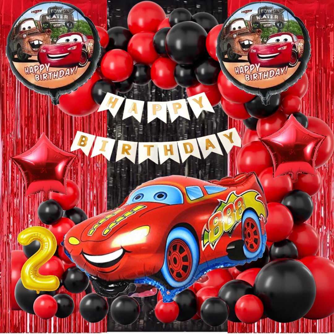 Lightning McQueen Car Theme Birthday Decoration Kit for 2 Year Old Boy-image-6