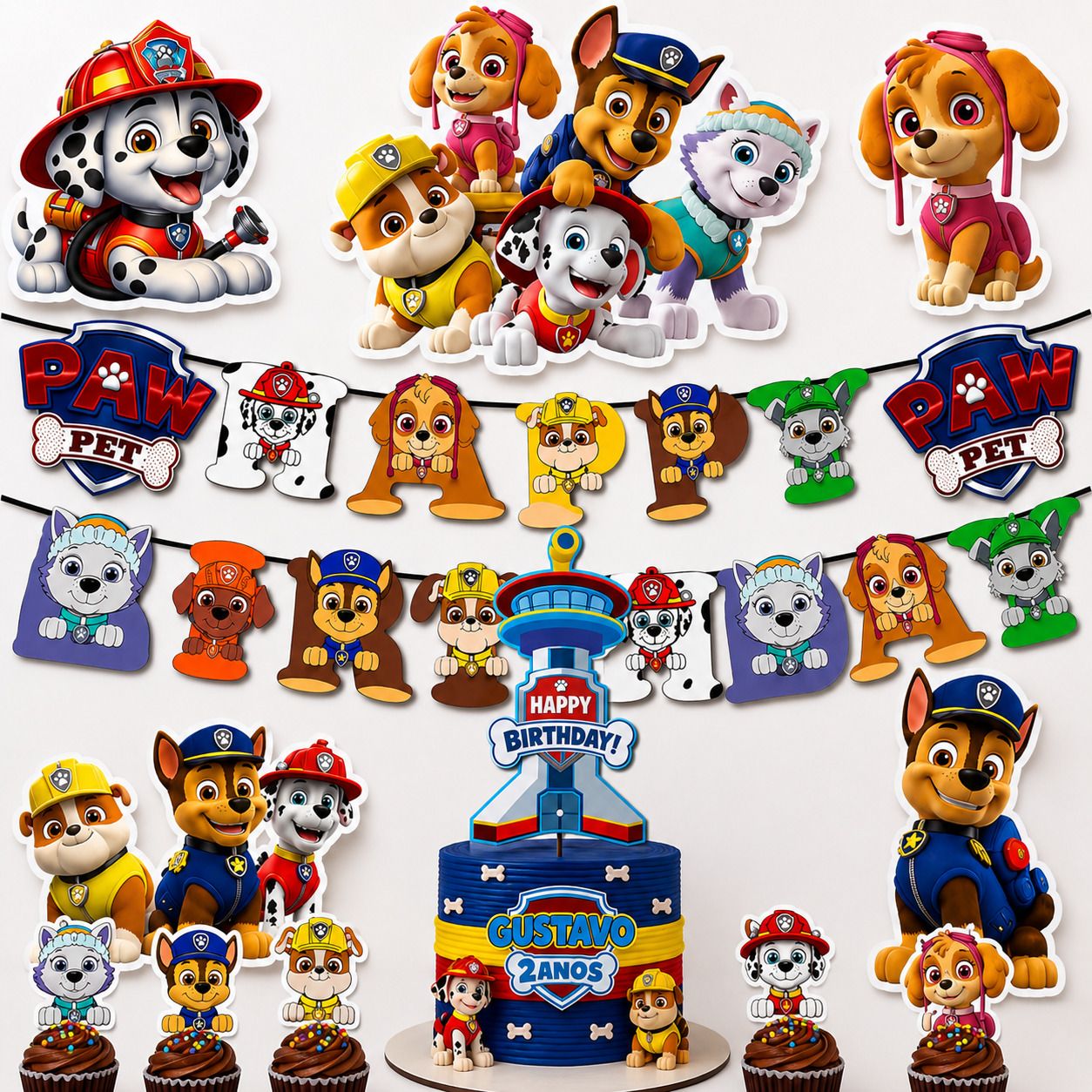 partyjoy Paw Patrol Birthday Decoration Kit with Banner, Balloons & Cake Topper-picture-16