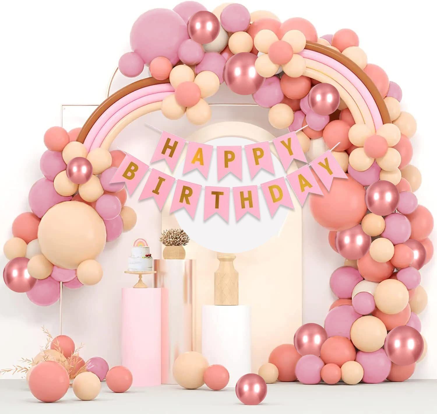 party midlinkerz Solid Pastel Pink Birthday Decoration Kit for girls,woman,wife Balloon-picture-17