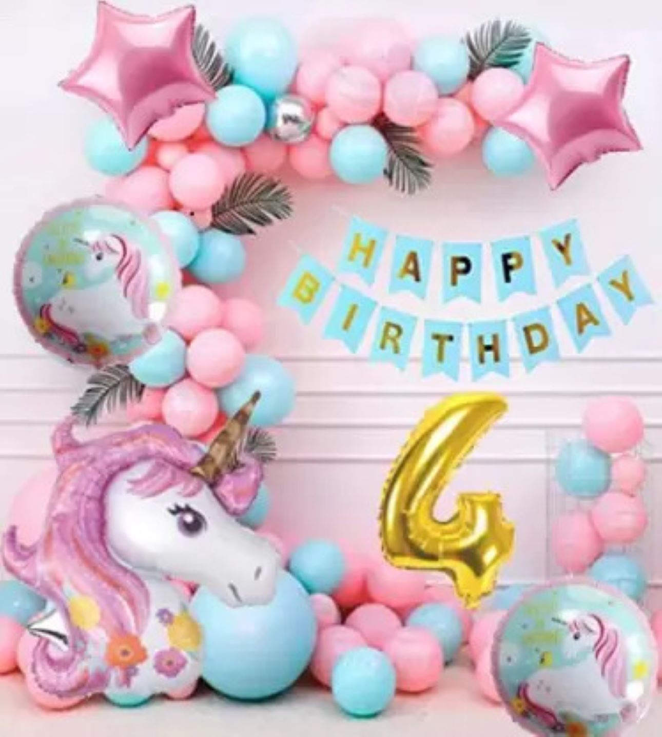 4TH / FOURTH BIRTHDAY DECORATION WITH UNICORN THEME BALLOON-image-39