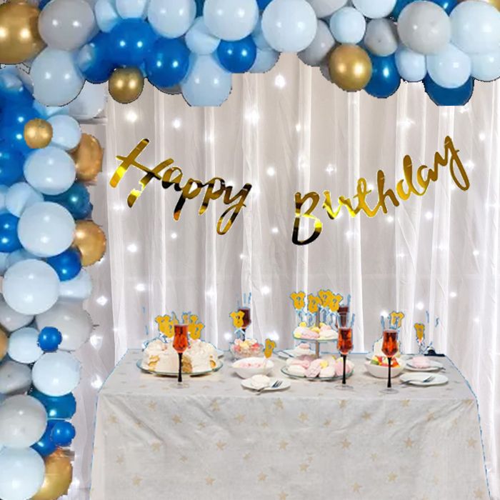 party midlinkerz Boys Happy Birthday Decoration kit items 76 Pcs With Net Curtain & Led Light-picture-12
