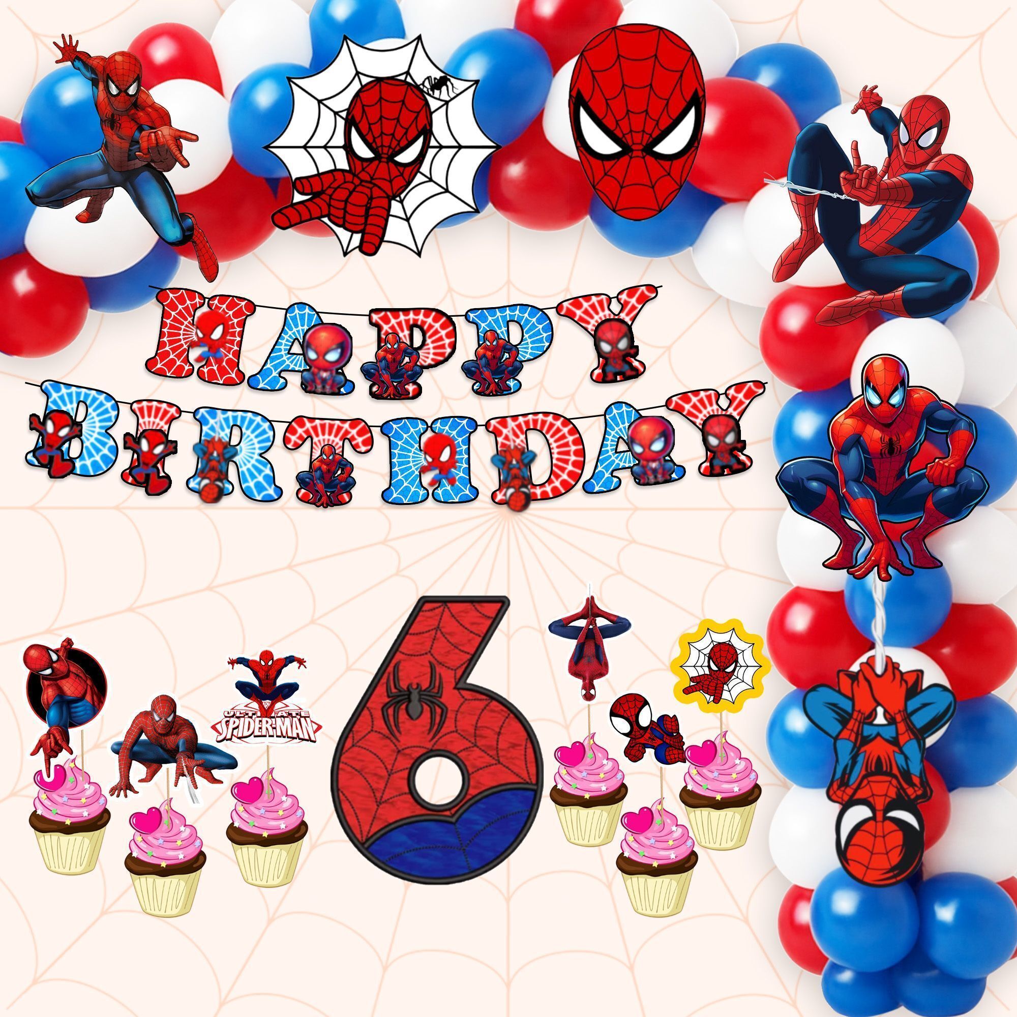 6rd Birthday Party Decoration Kit for Boys | Spider Baby Theme birthday combo-image-14