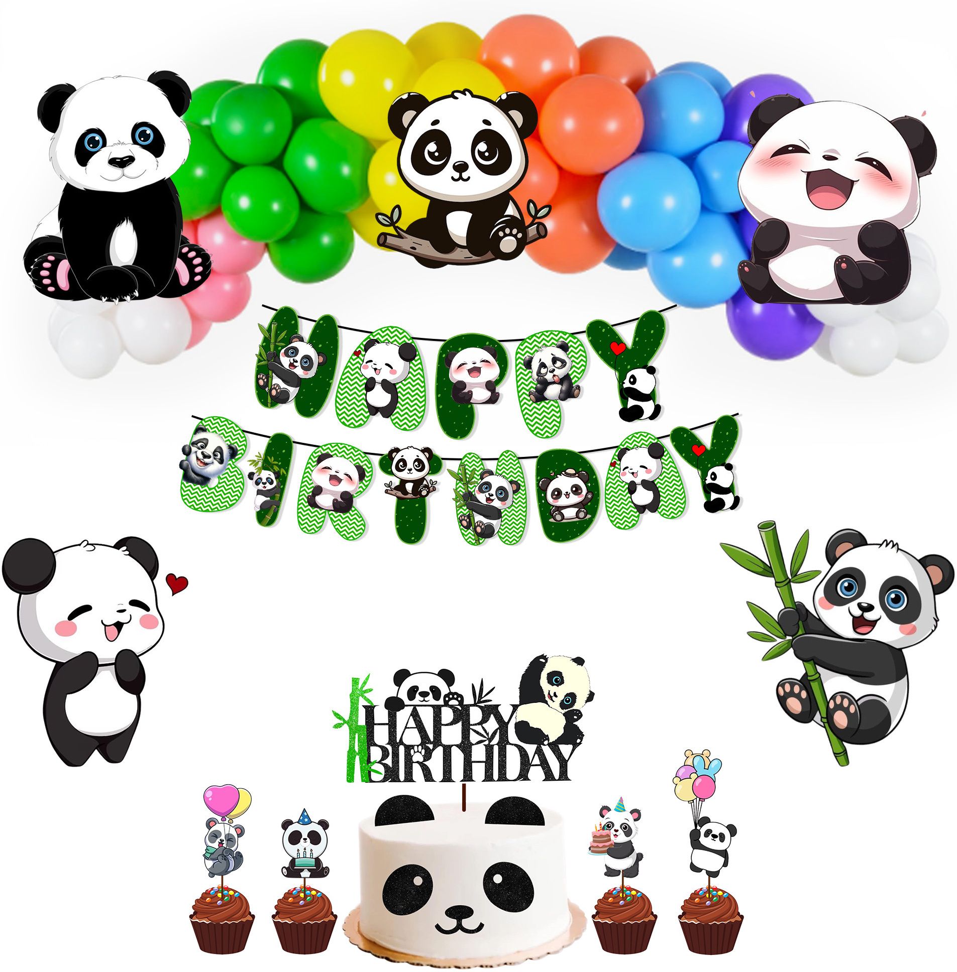 Cute Panda Theme Birthday Decoration Supplies Panda Theme Party Decoration combo-image-36