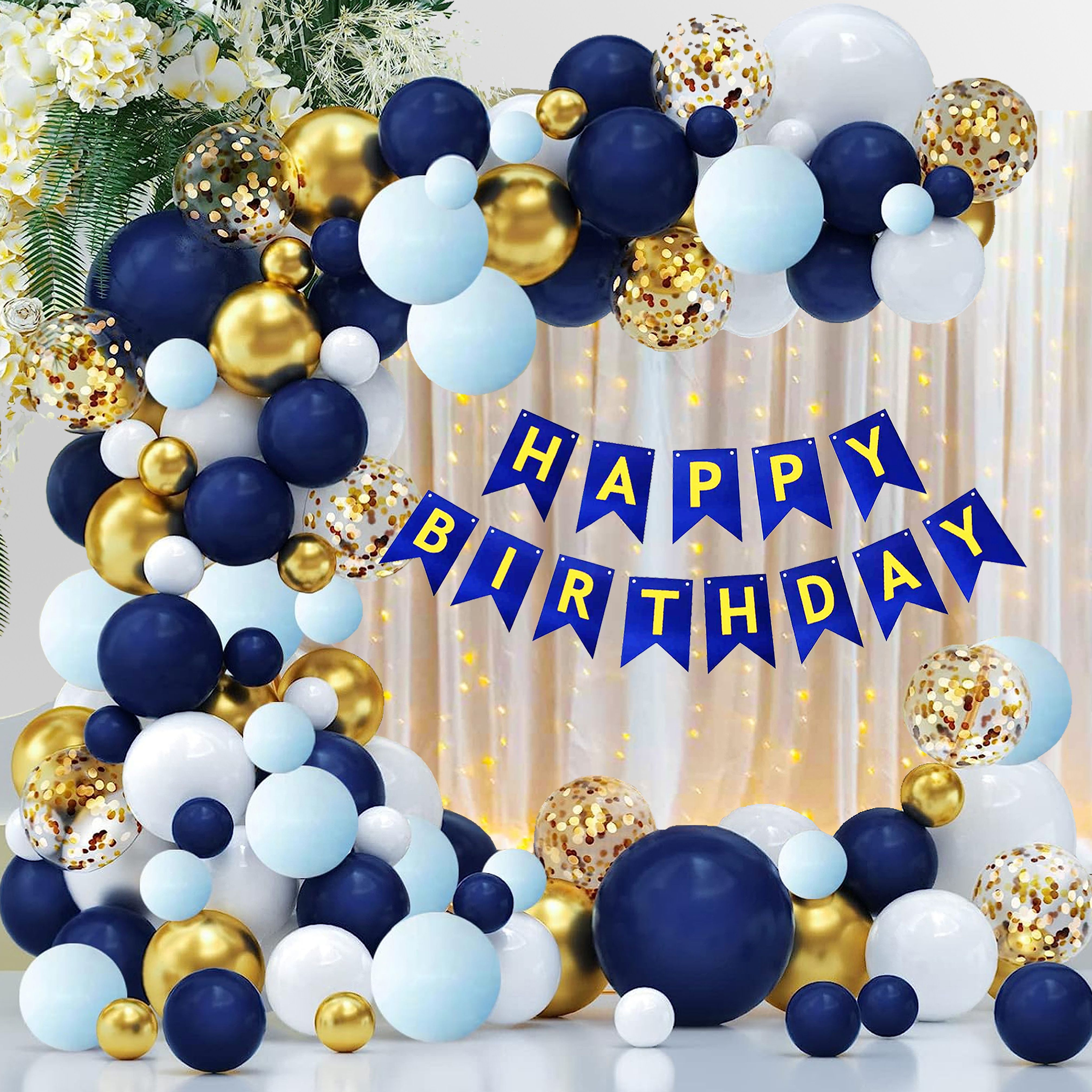 zebra finch Blue Birthday Decoration kit with net curtain and light.-picture-1