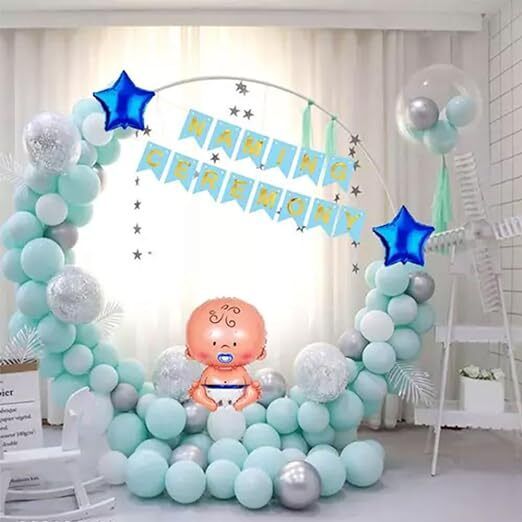 Naming Ceremony Decoration For Baby boy with Banner, Balloons & Decoration-60pcs-image-17