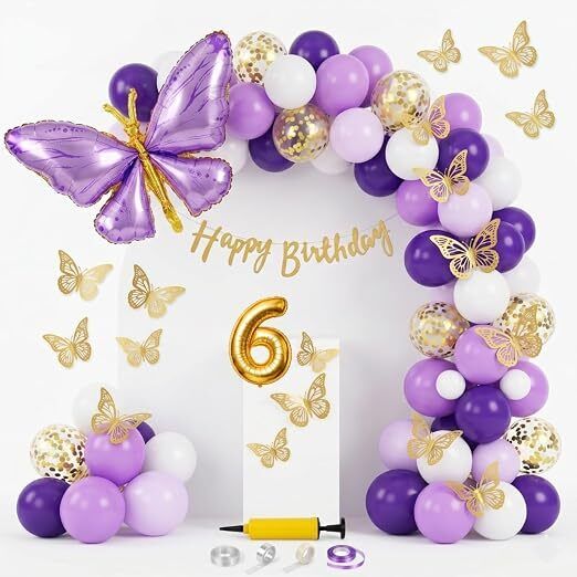flying hub (6th Birthday)62 Pcs Butterfly Birthday Decoration Kit for Girls-picture-43