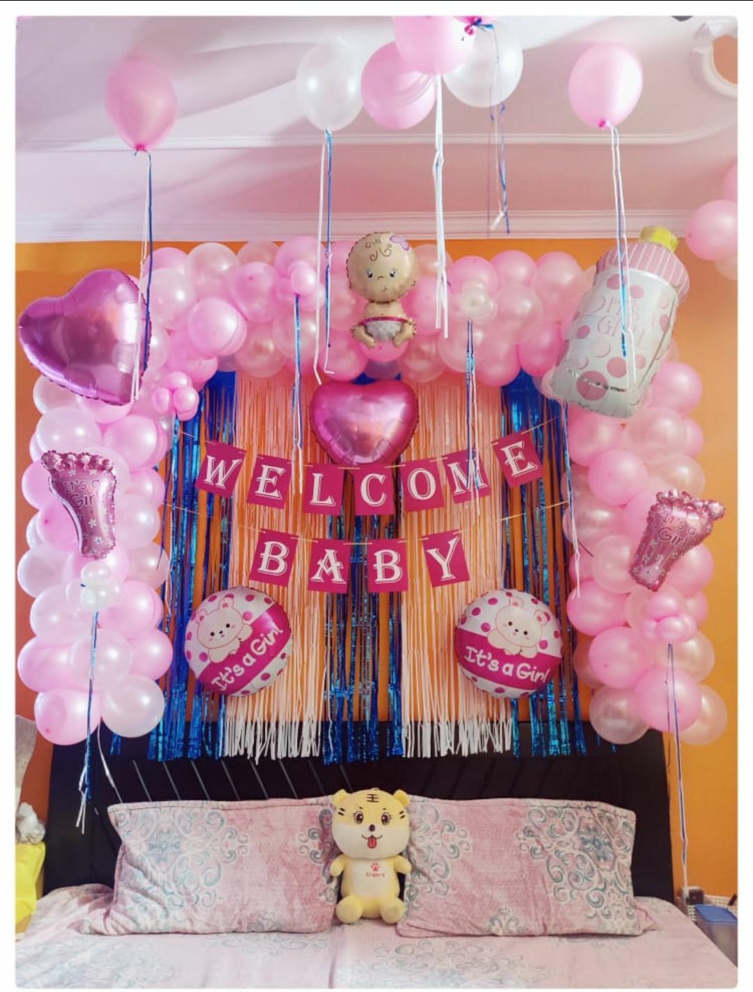 naveen Welcome baby girl home or room Decoration set combo It's a Girl Foil Balloons-picture-15