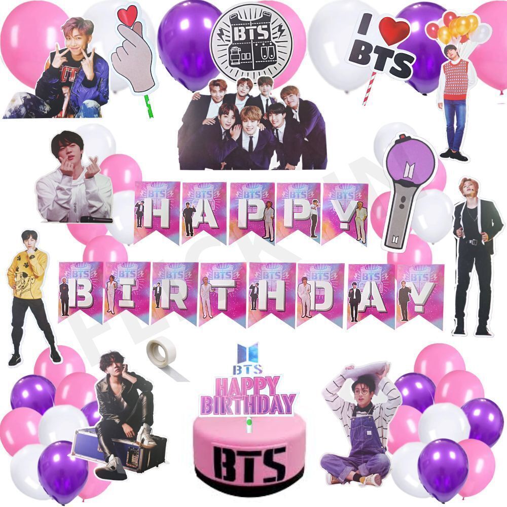 flick in BTS Theme Birthday Decoration for Girls Bangtan Boys Birthday Decoration Girls-picture-27