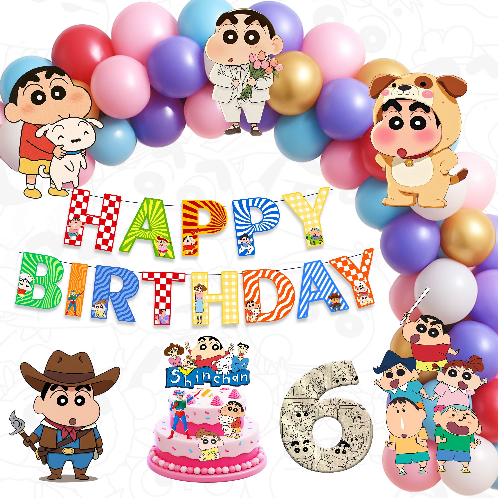 partyjoy Shinchan 6th birthday Decoration Kit | Happy Birthday Decoration Boys & Girls-picture-24