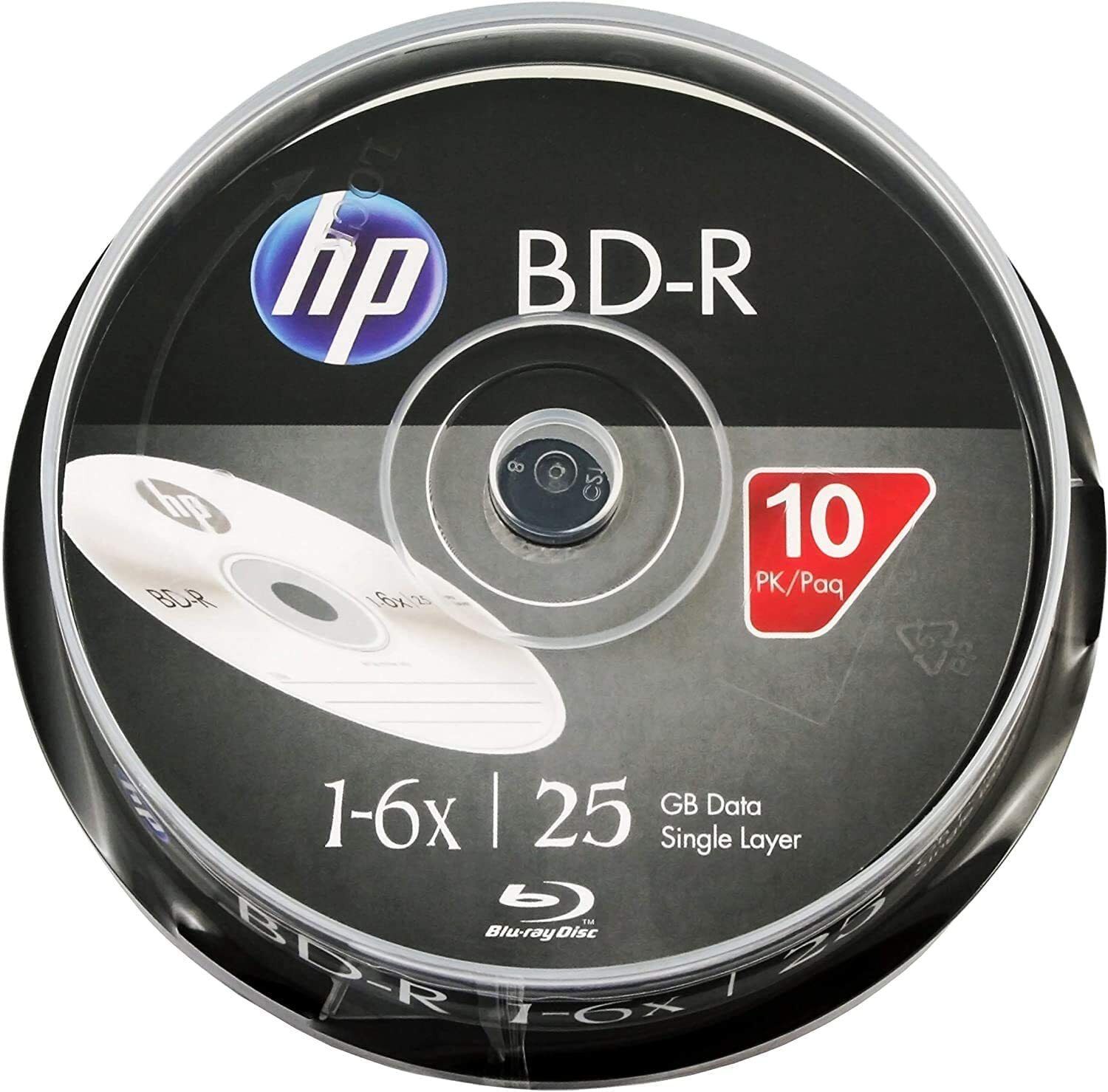 HP Blu-ray Recordable BDRA00071 Pack of 10 Disc Cake Box Spindle Speed 6x 25 GB-image-21