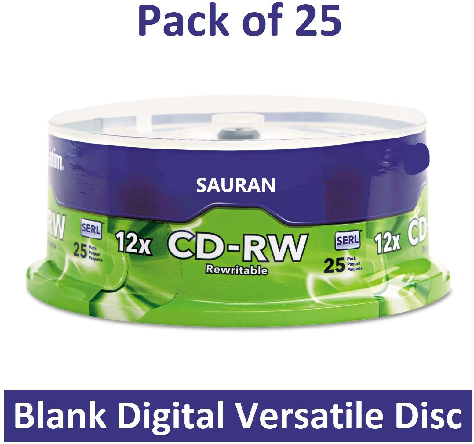 Sauran CD Rewritable Pack of 25 Blank Digital Versatile Disc DVD 700 MB