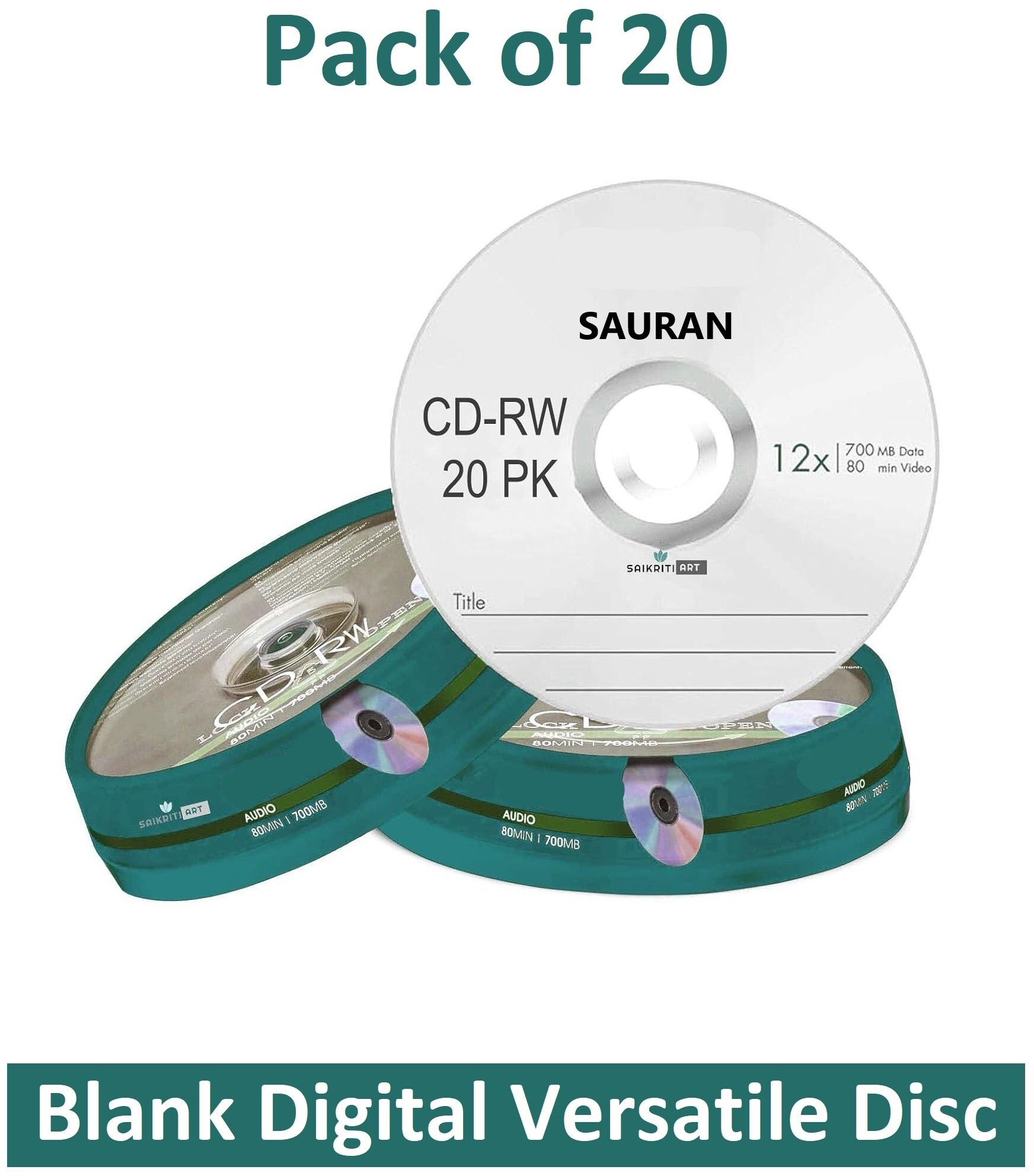 Sauran CD Rewritable Pack of 20 Blank Digital Versatile Disc DVD 700 MB