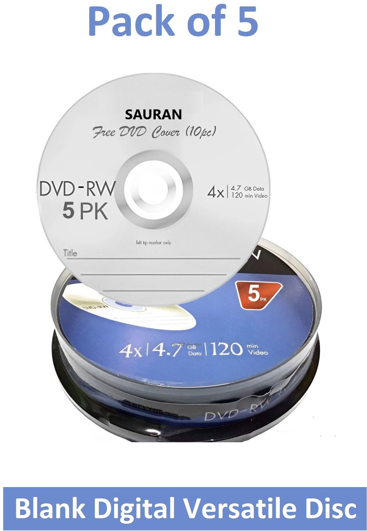 Sauran CD Rewritable Pack of 5 Blank Digital Versatile Disc DVD 4.7 GB-image-19