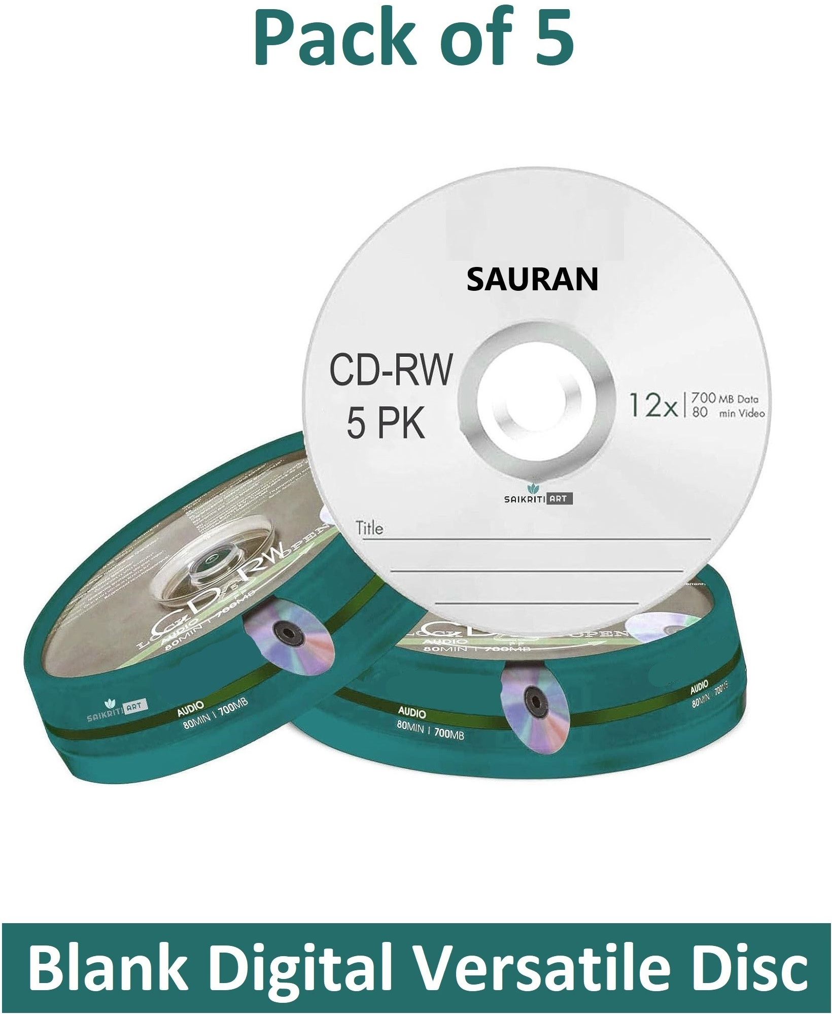 Sauran CD Rewritable Pack of 5 Blank Digital Versatile Disc DVD 700 MB-image-26