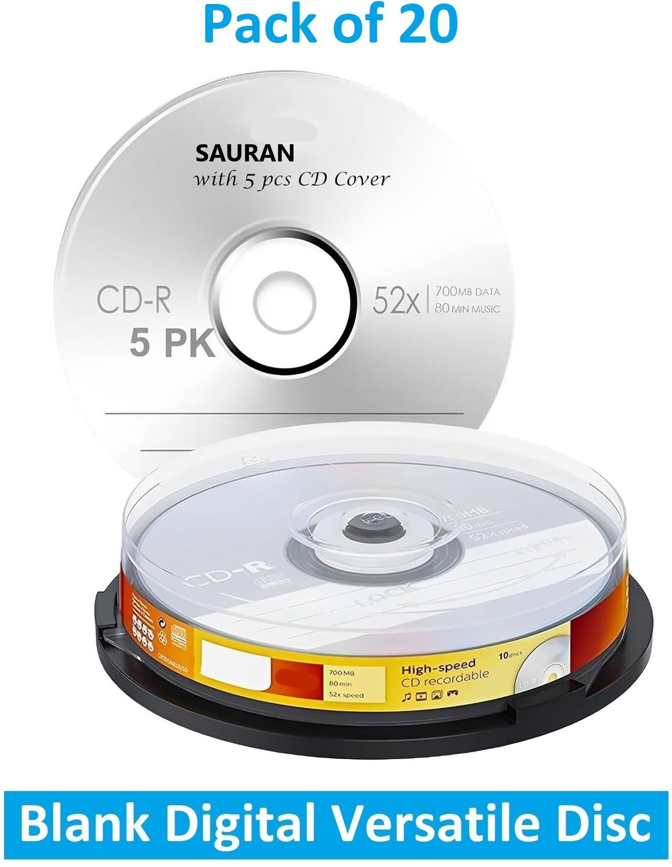 Sauran DVD Recordable Pack of 20 Blank Digital Versatile Disc DVD 700 MB-image-7