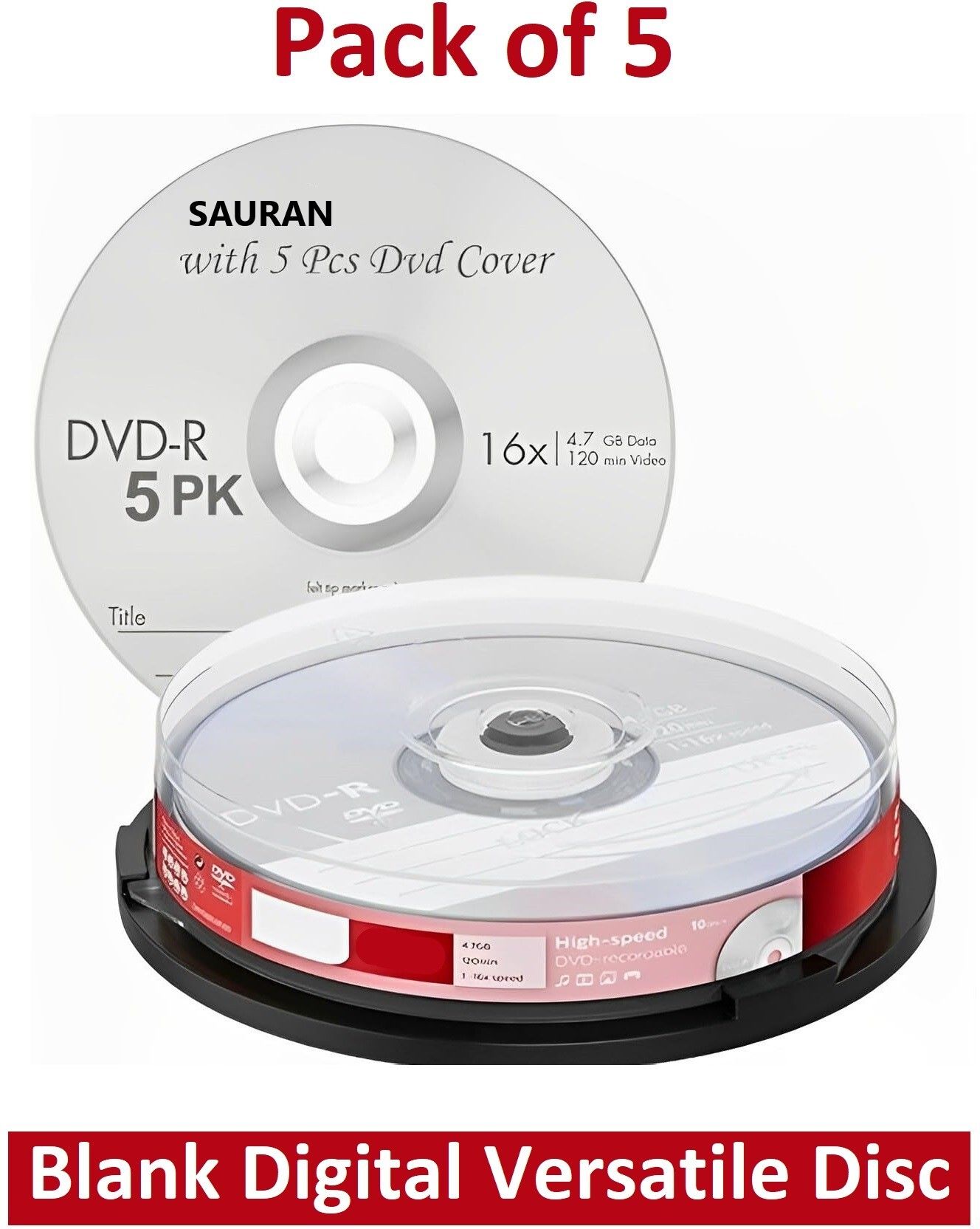 Sauran DVD Recordable Pack of 5 Blank Digital Versatile Disc DVD 4.7 GB-image-21