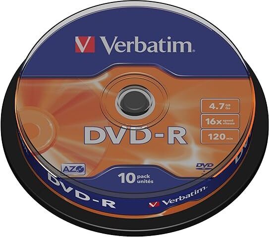 Verbatim DVD Recordable AZO 43523 Pack of 10 Cake Box Spindle Speed 16x 4.7 GB