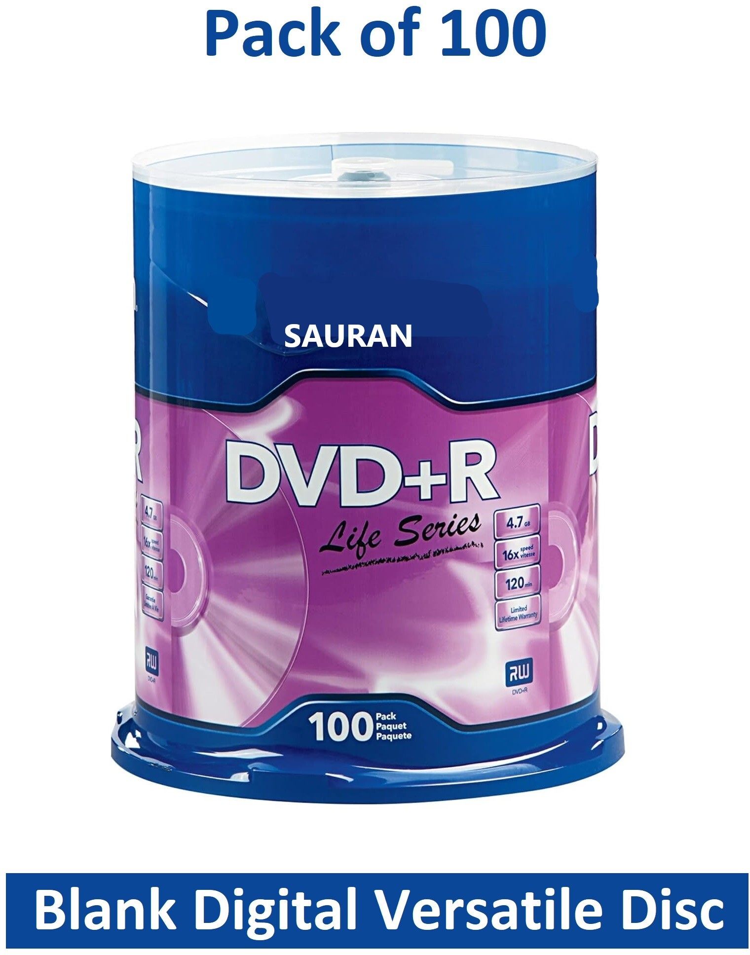 Sauran DVD Recordable Pack of 100 Blank Digital Versatile Disc DVD 4.7 GB-image-14