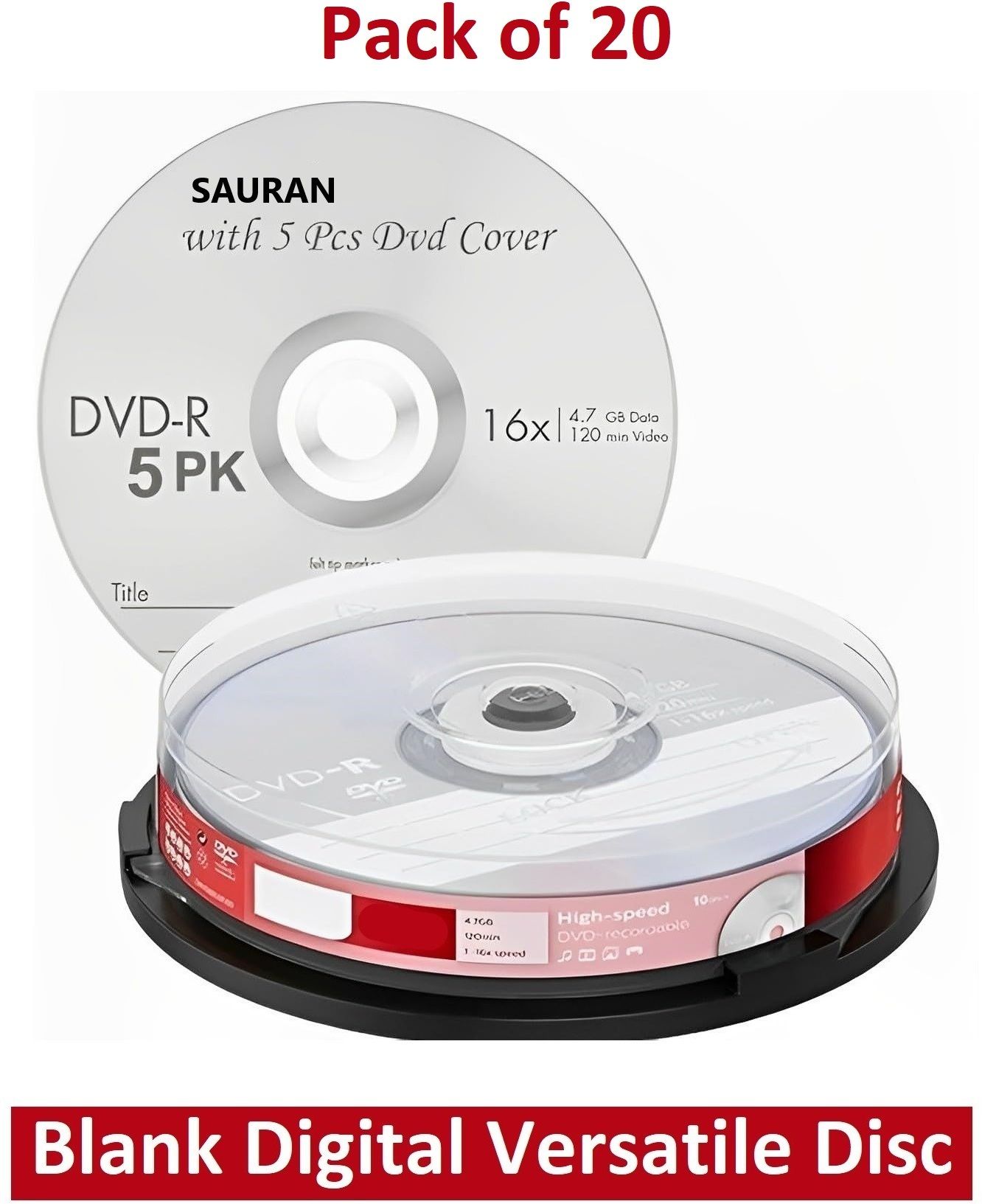 Sauran DVD Recordable Pack of 20 Blank Digital Versatile Disc DVD 4.7 GB-image-8