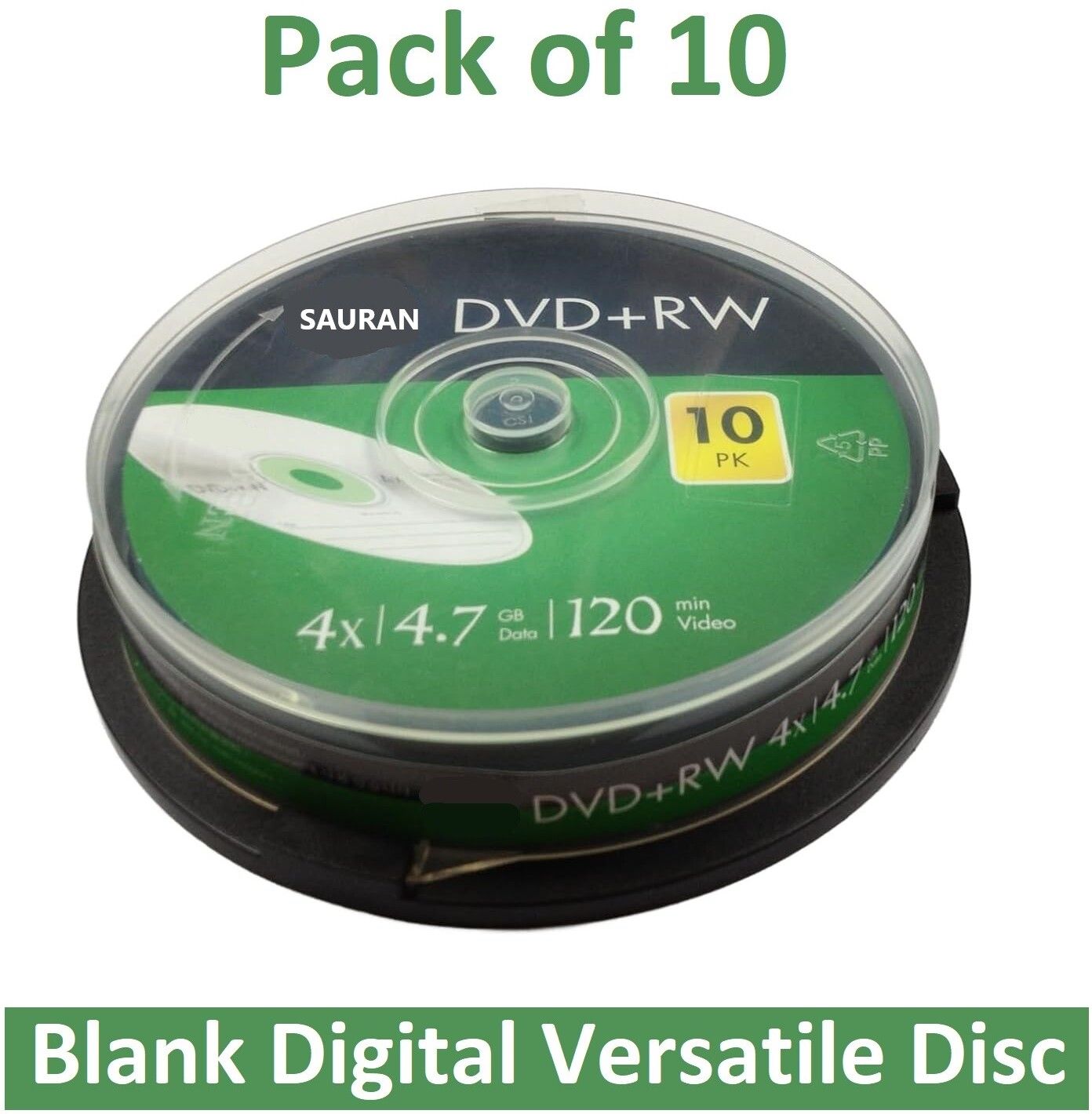 Sauran DVD Rewritable Pack of 10 Blank Digital Versatile Disc DVD 4.7 GB