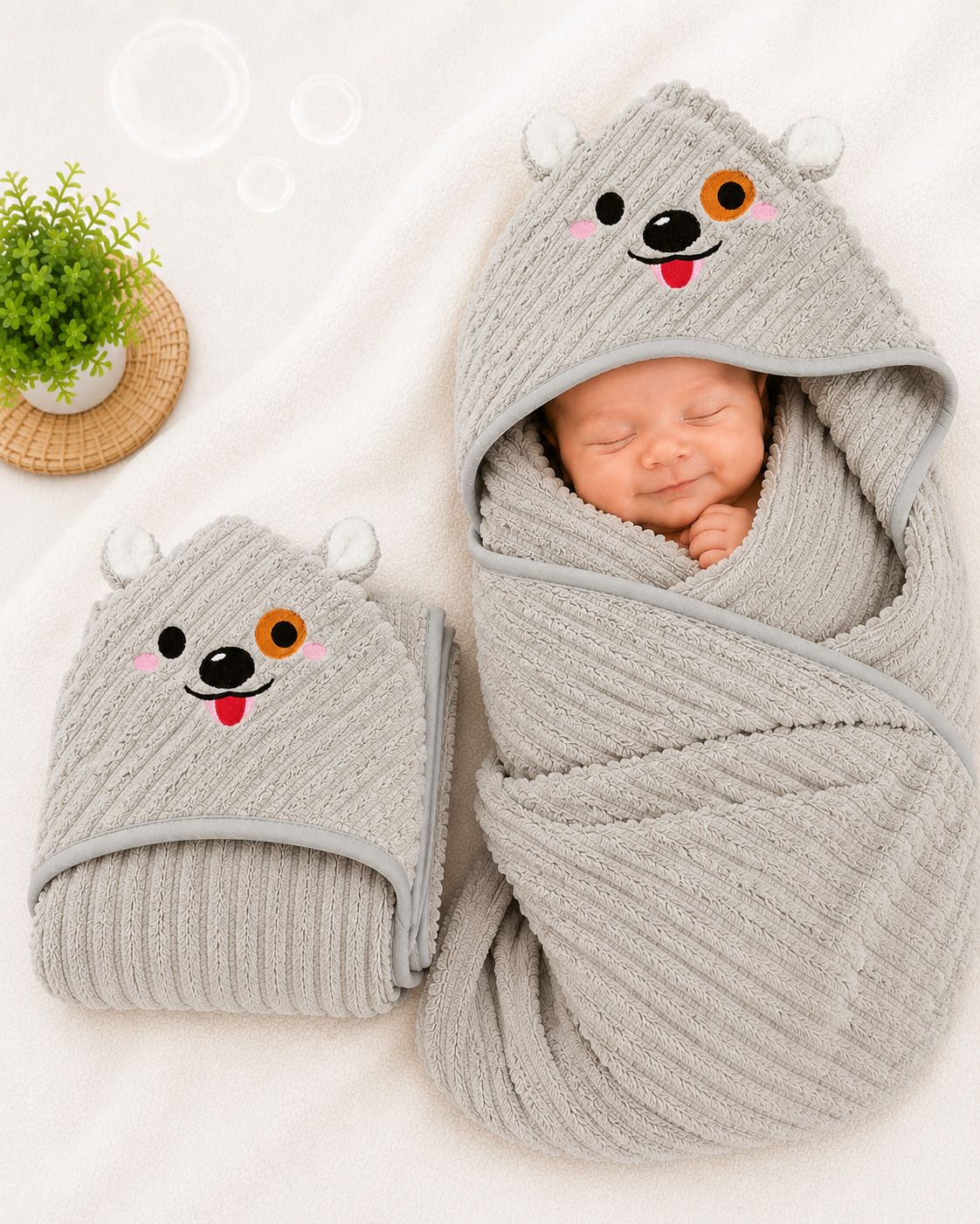 Solid Crib Hooded Baby Blanket for All Season-image-13