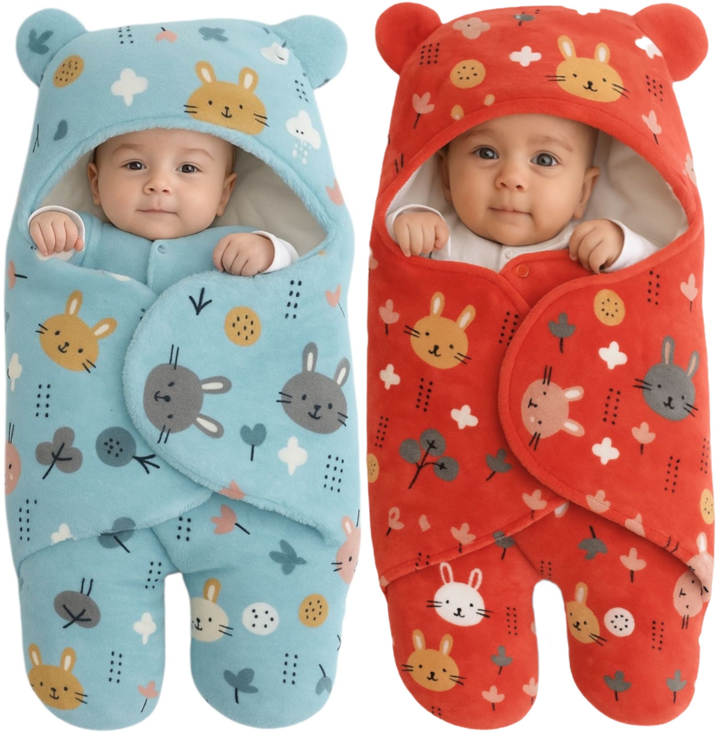 Baby Sleeping Bag New Born Combo Pack Of wearable Hooded Swaddle Wrapper Sleeping Bag-image-16