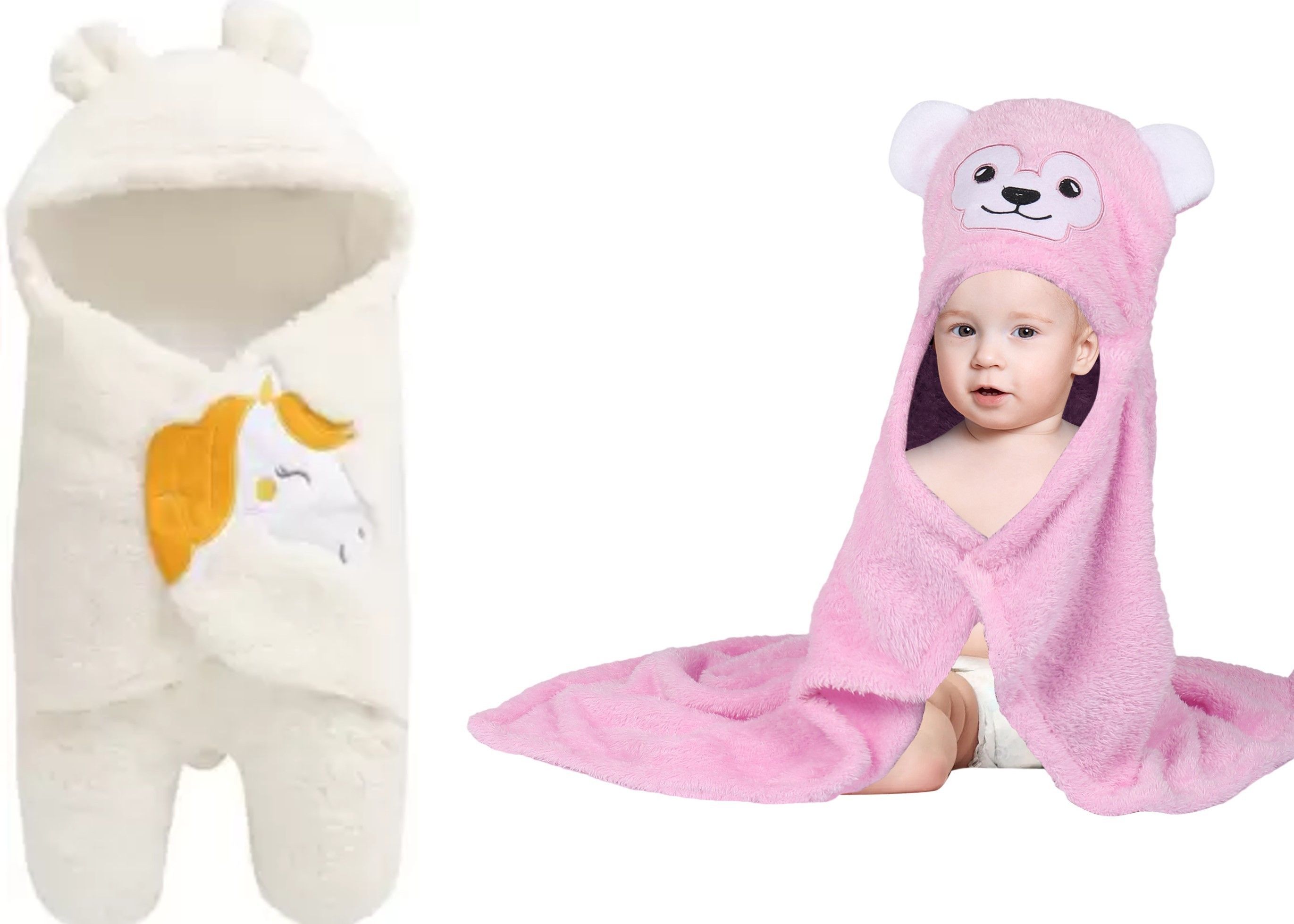 Animal, Cartoon Single Hooded Baby Blanket for Heavy Winter-image-13