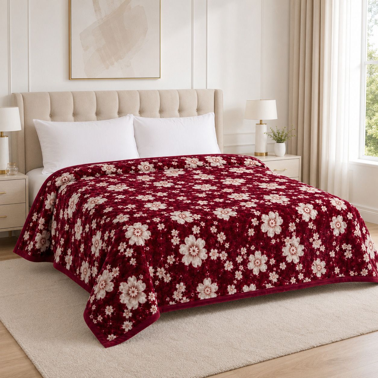 rolling animal Floral Double Fleece Blanket for All Season-picture-23