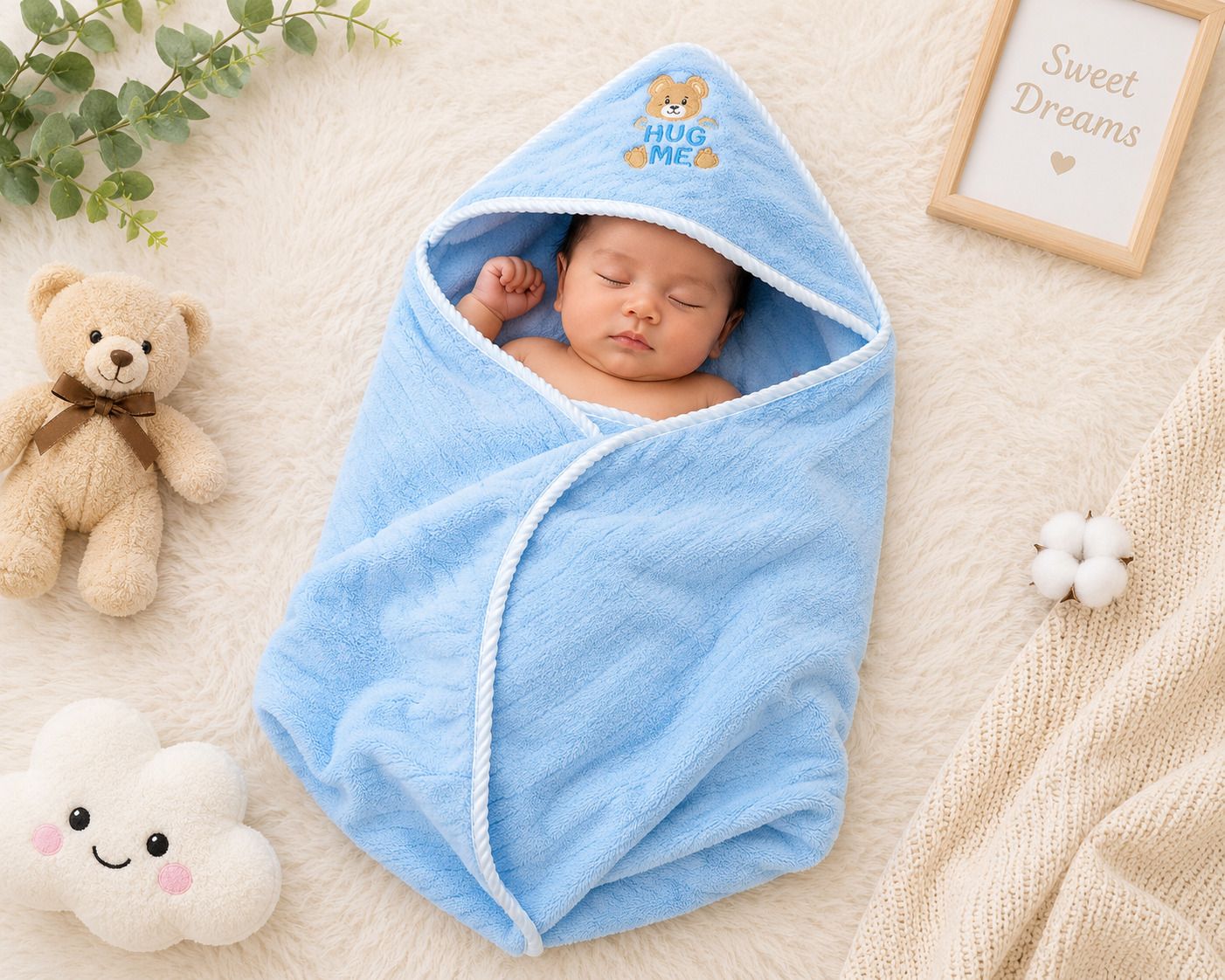 Solid Single Hooded Baby Blanket for All Season-image-26