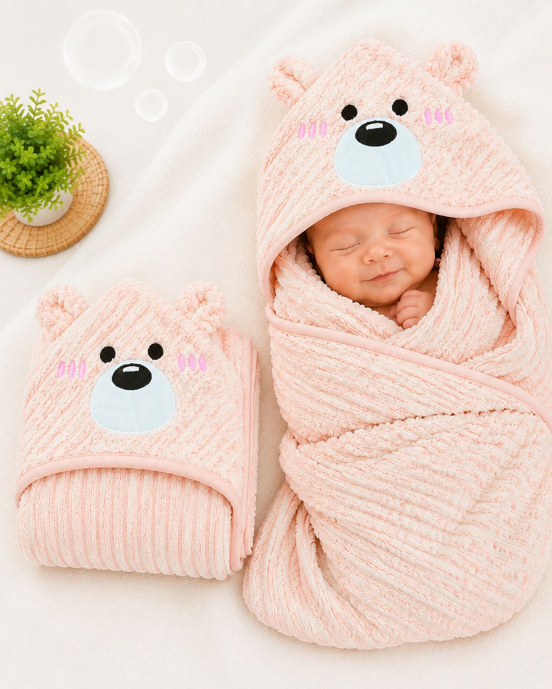 nazee Solid Crib Hooded Baby Blanket for All Season-picture-15