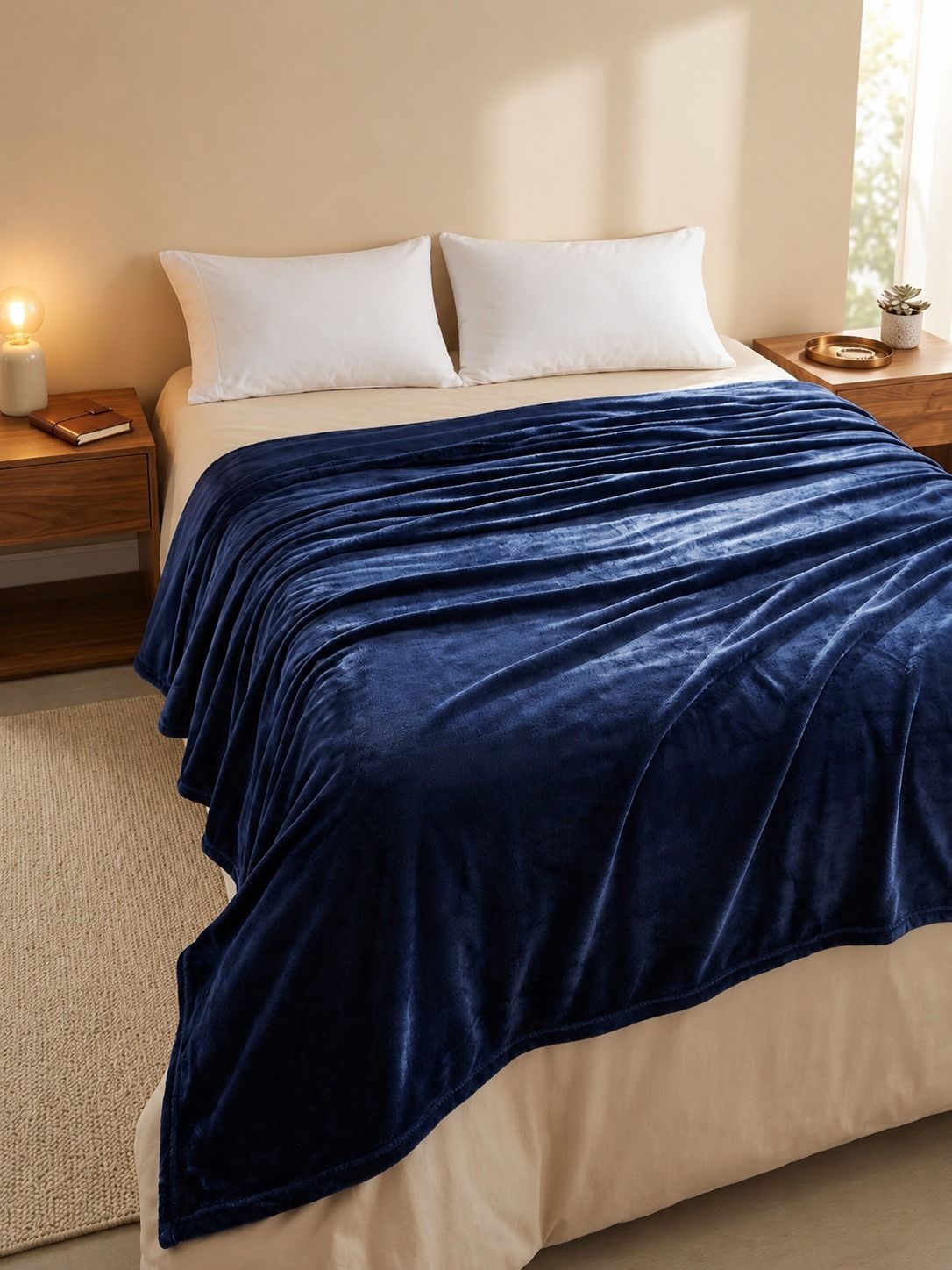 Solid Double Fleece Blanket for All Season-image-29
