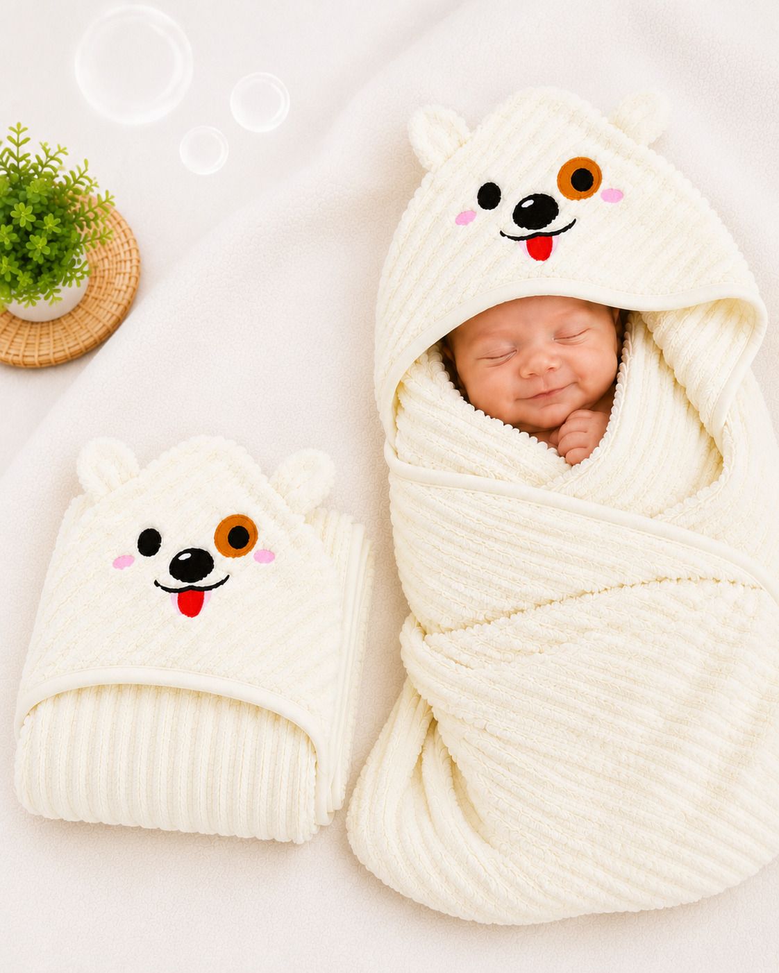 Solid Crib Hooded Baby Blanket for All Season-image-36