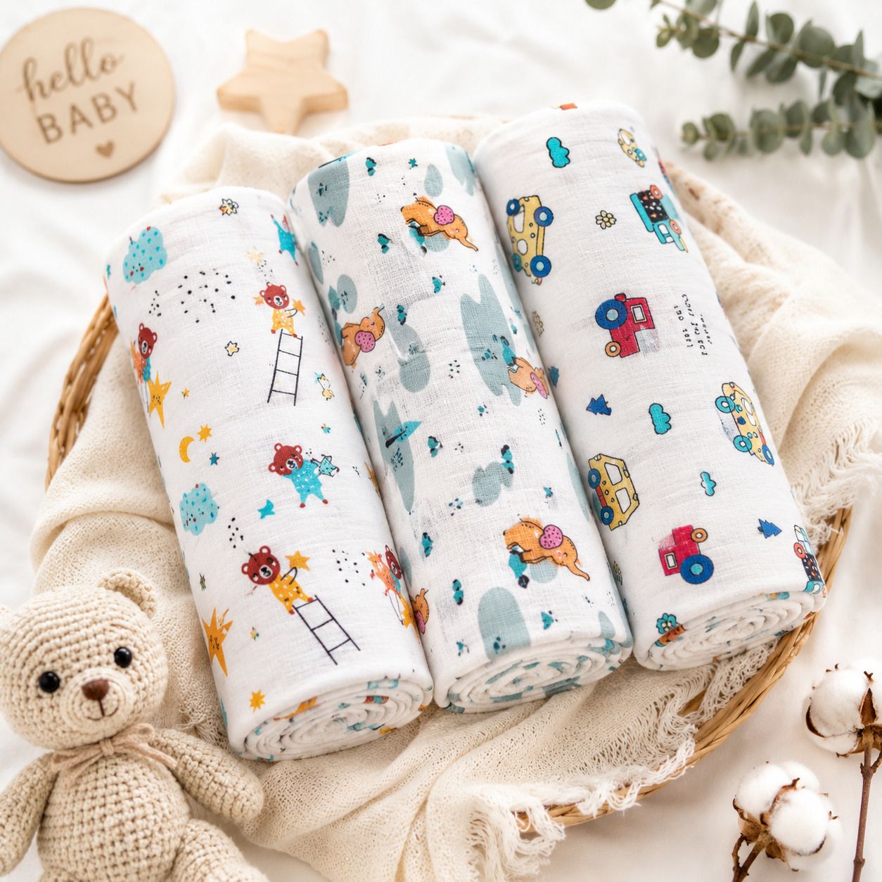 gigglygo Printed Crib Swaddling Baby Blanket for All Season-picture-26