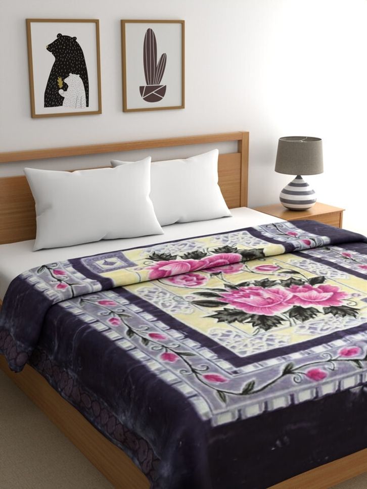 Floral Double Mink Blanket for Heavy Winter-image-38
