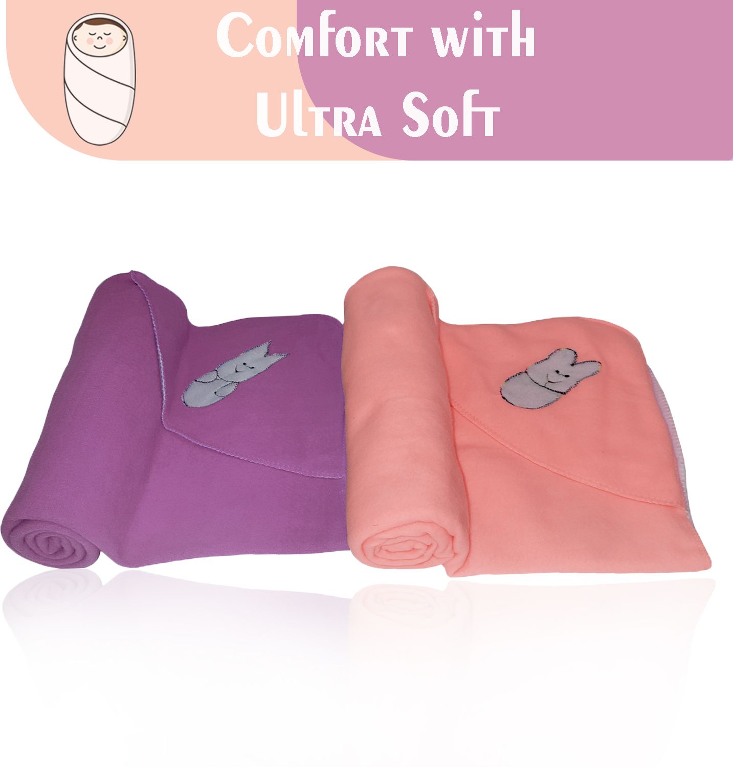 new born procare Embroidered Single Hooded Baby Blanket forMild Winter-picture-16