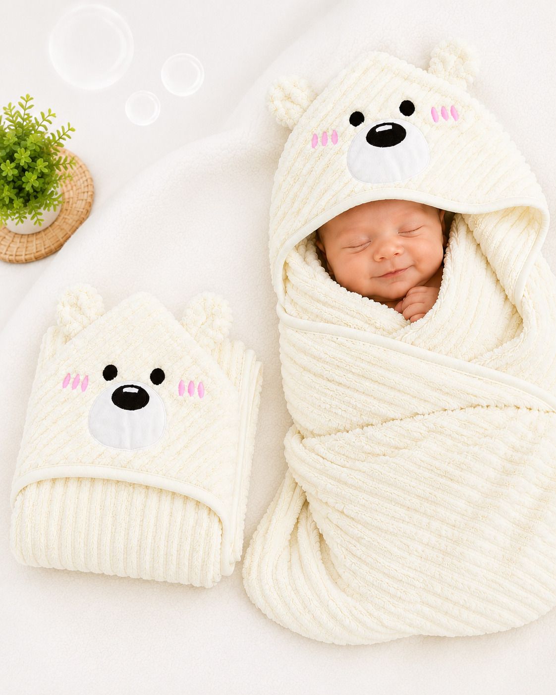 nazee Solid Crib Hooded Baby Blanket for All Season-picture-42