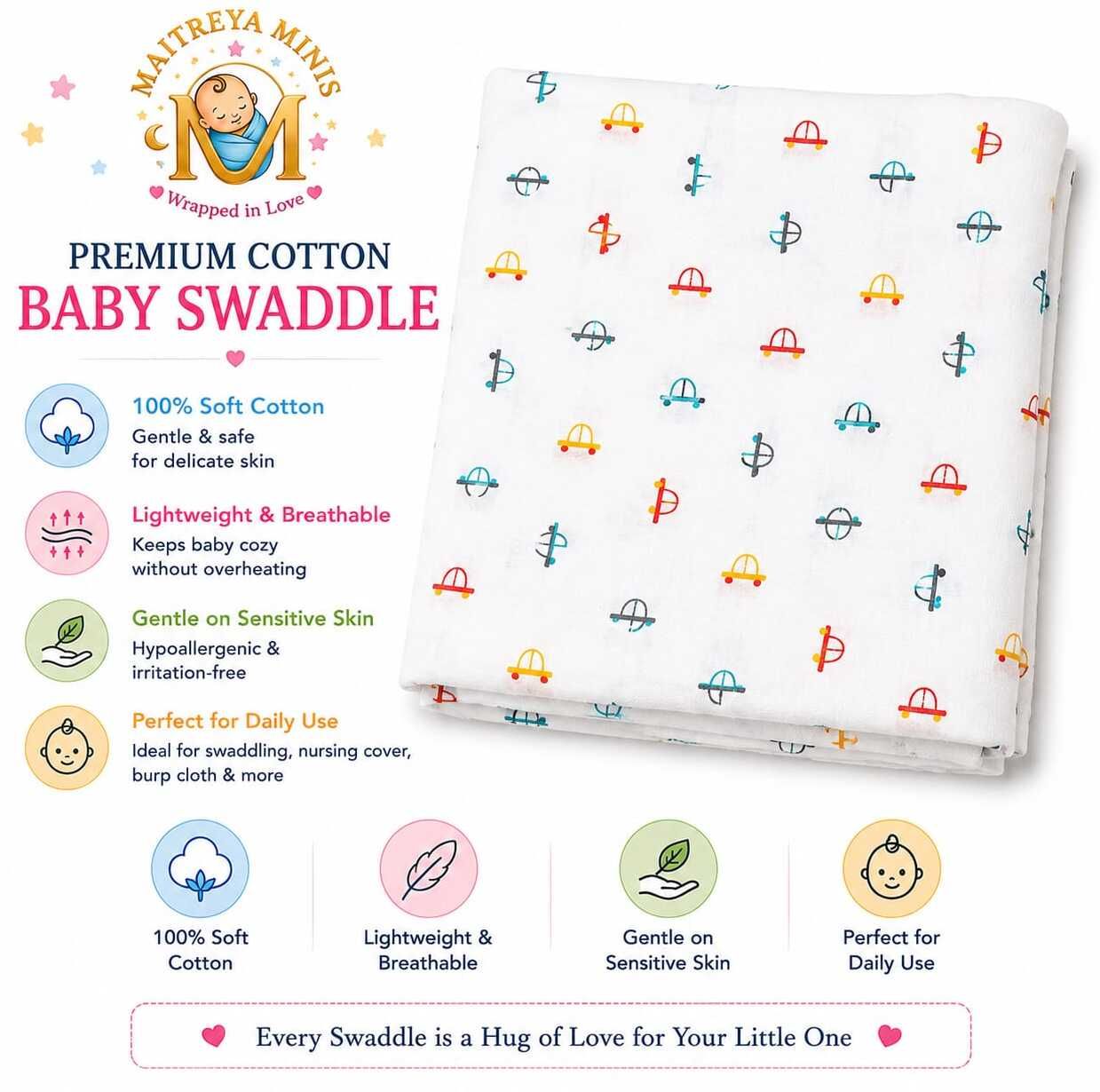 maitreyaminis Cartoon, Printed, 3D Printed Single Swaddling Baby Blanket for All Season-picture-25