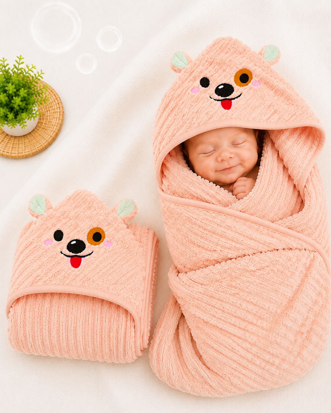 nazee Solid Crib Hooded Baby Blanket for All Season-picture-24
