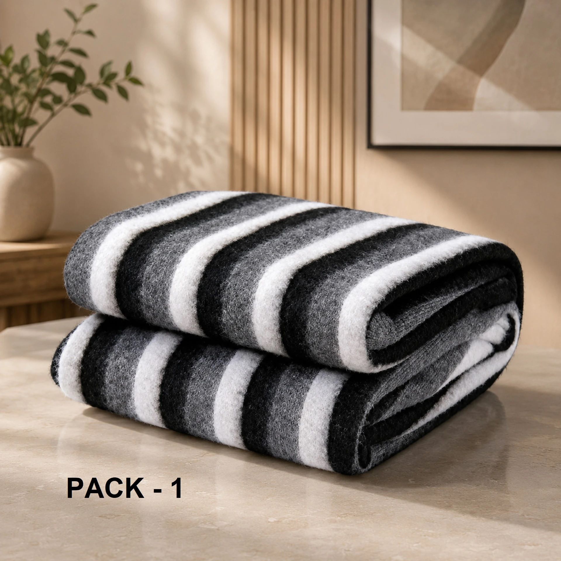 Striped Single Fleece Blanket for AC Room-image-8