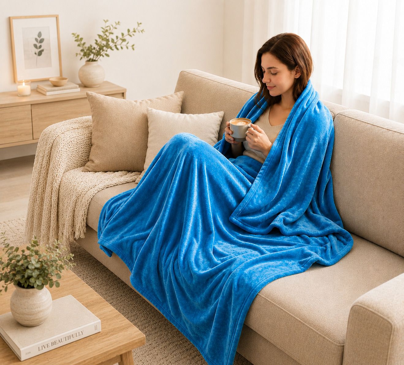 Solid Double Fleece Blanket for All Season-image-4
