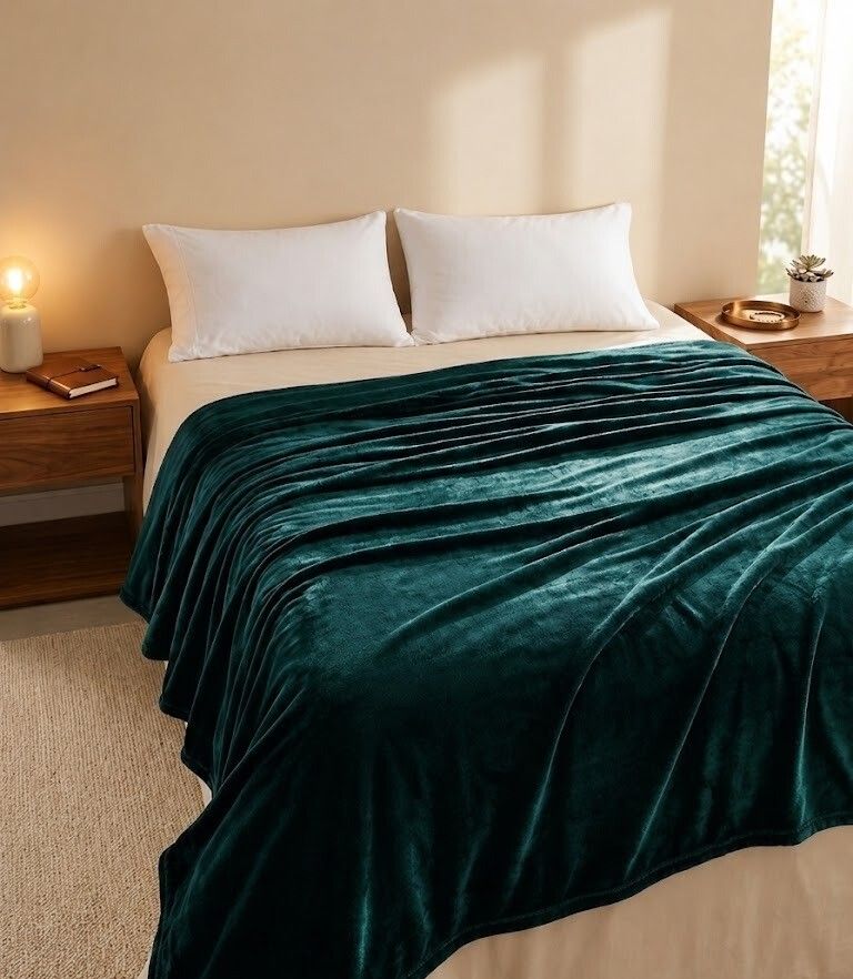 Solid Double Fleece Blanket for All Season-image-49