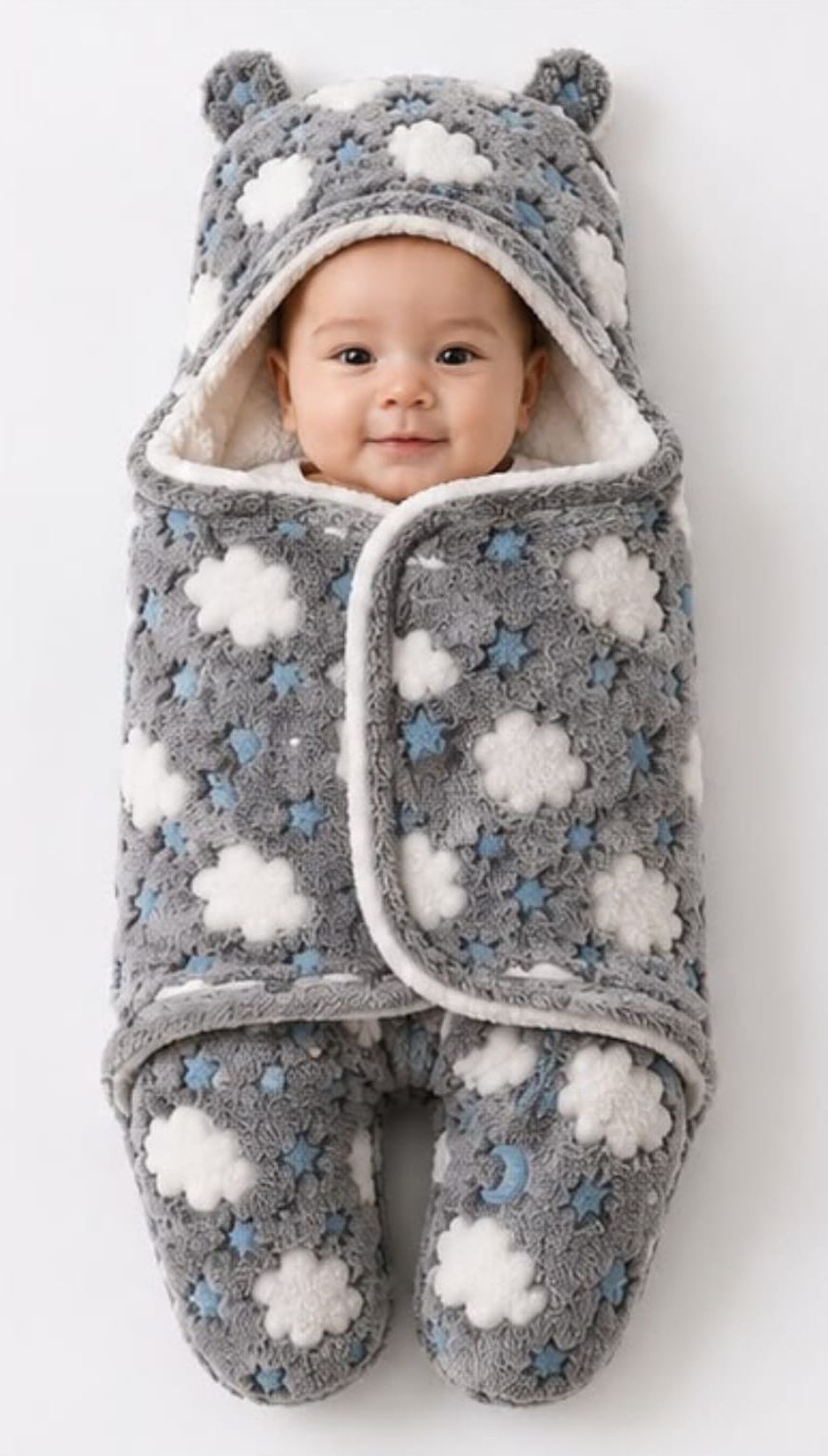 Geometric Single Hooded Baby Blanket for All Season-image-38