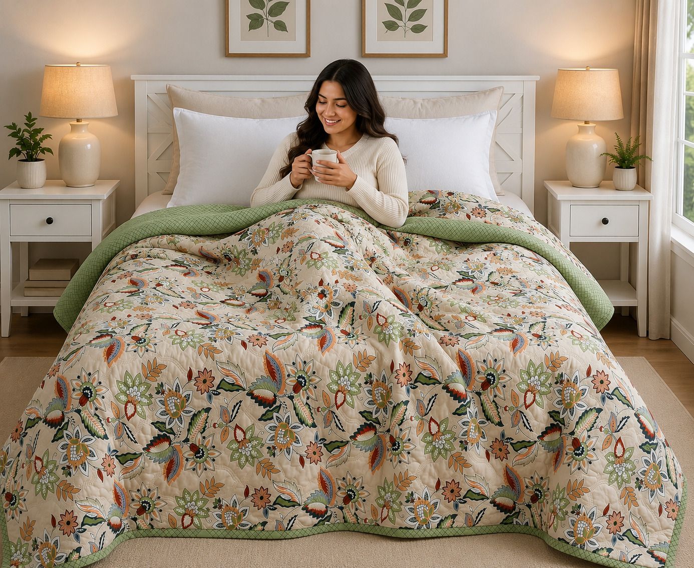 tindler knots Floral Double Comforter for AC Room-picture-13