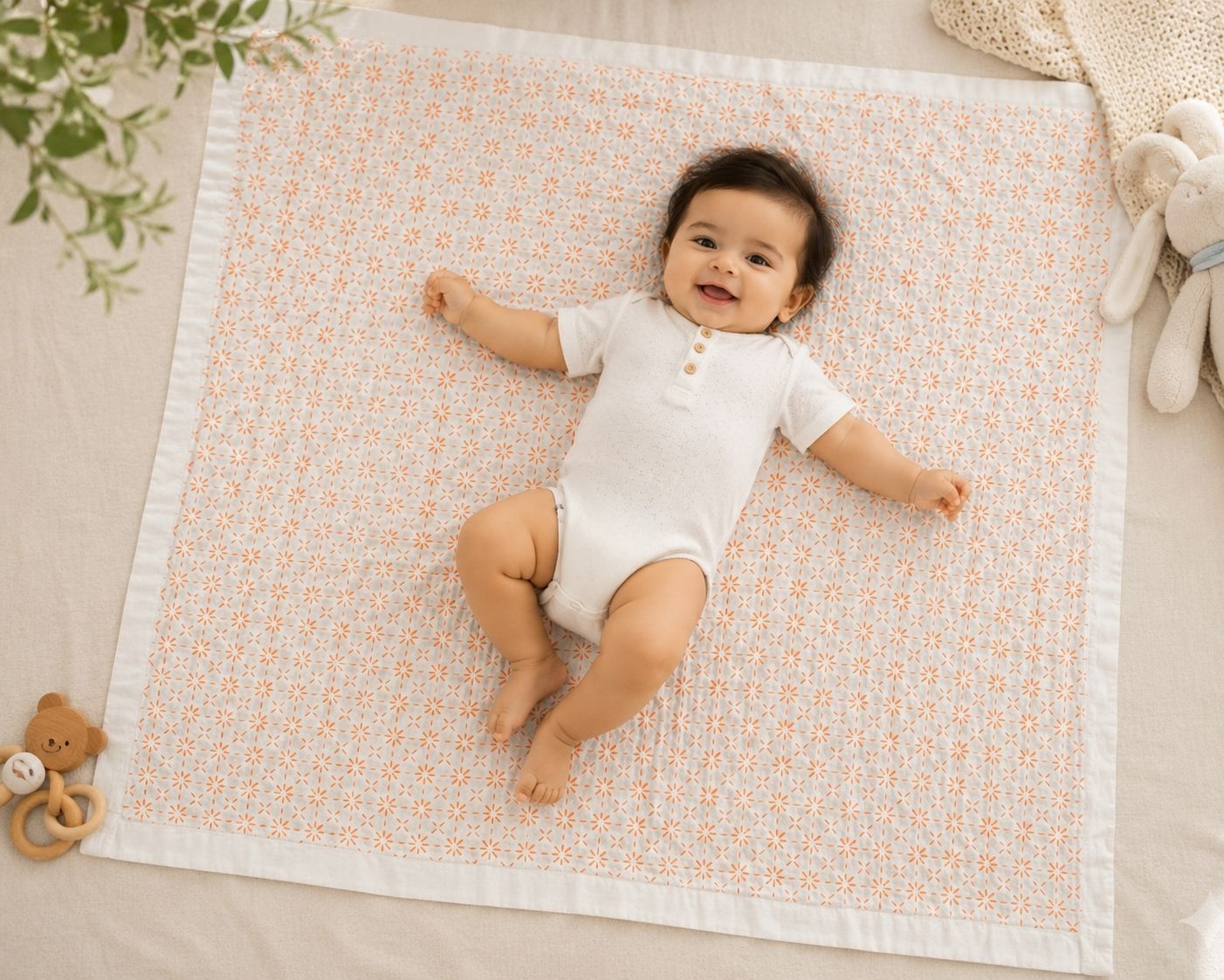 nakshi kantha Cartoon Crib Crib Baby Blanket for All Season-picture-25