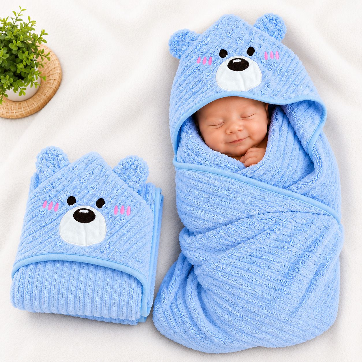 nazee Solid Crib Hooded Baby Blanket for All Season-picture-37