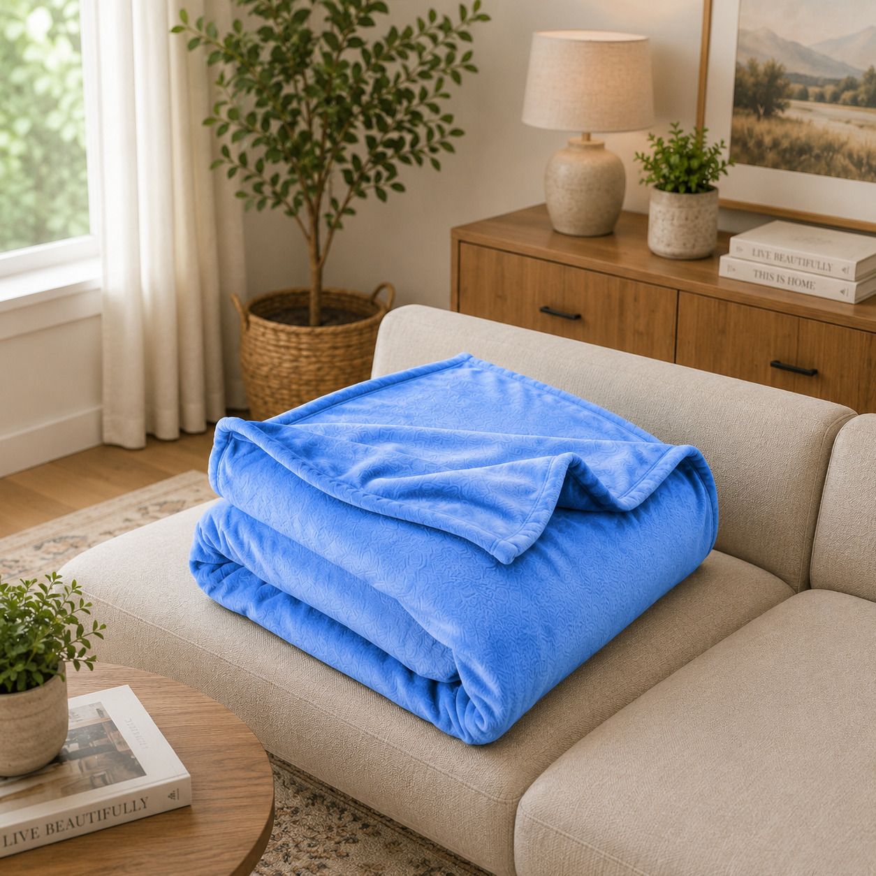 Solid Double Fleece Blanket for All Season-image-47
