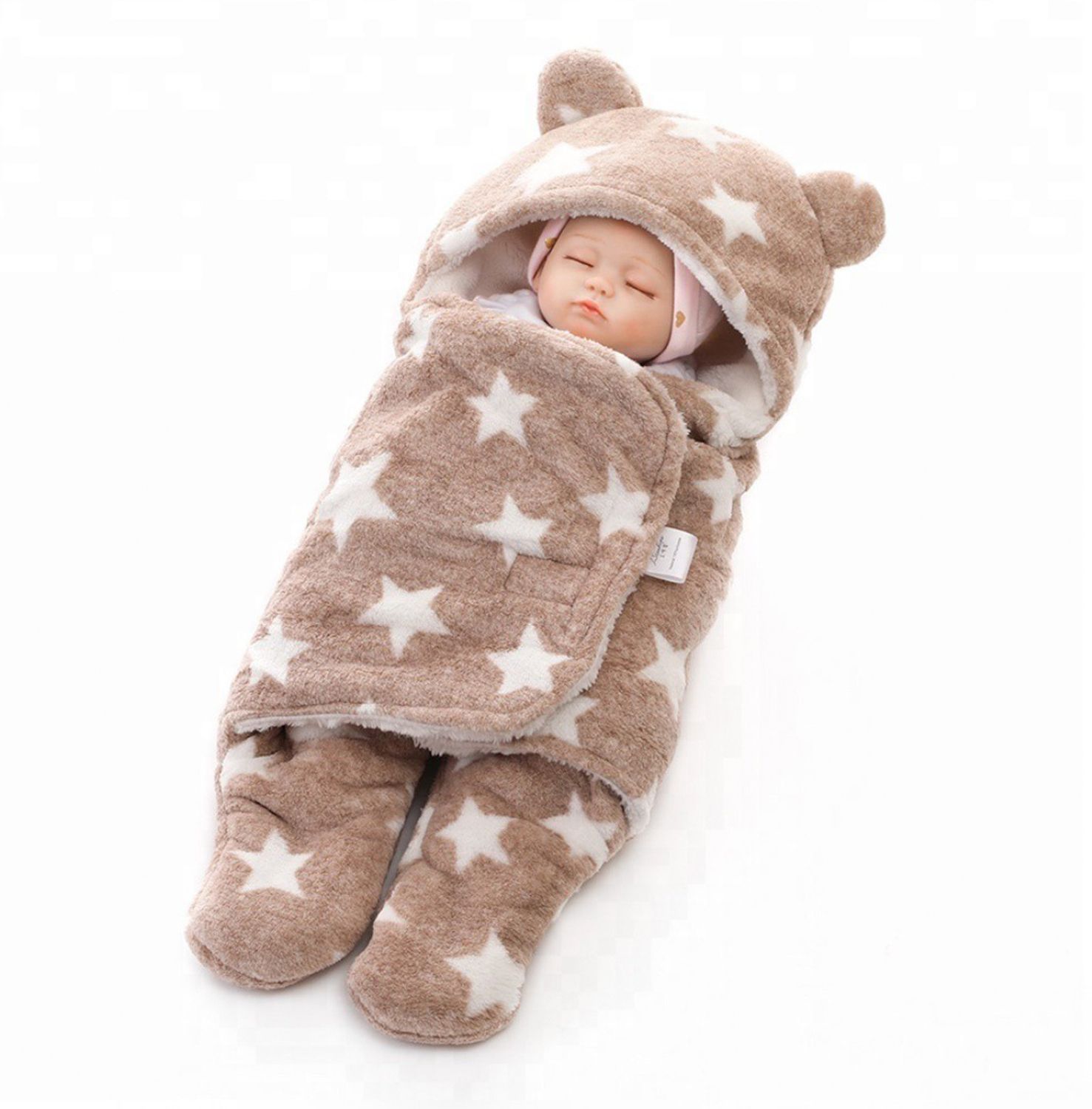 Printed Single Hooded Baby Blanket for Heavy Winter